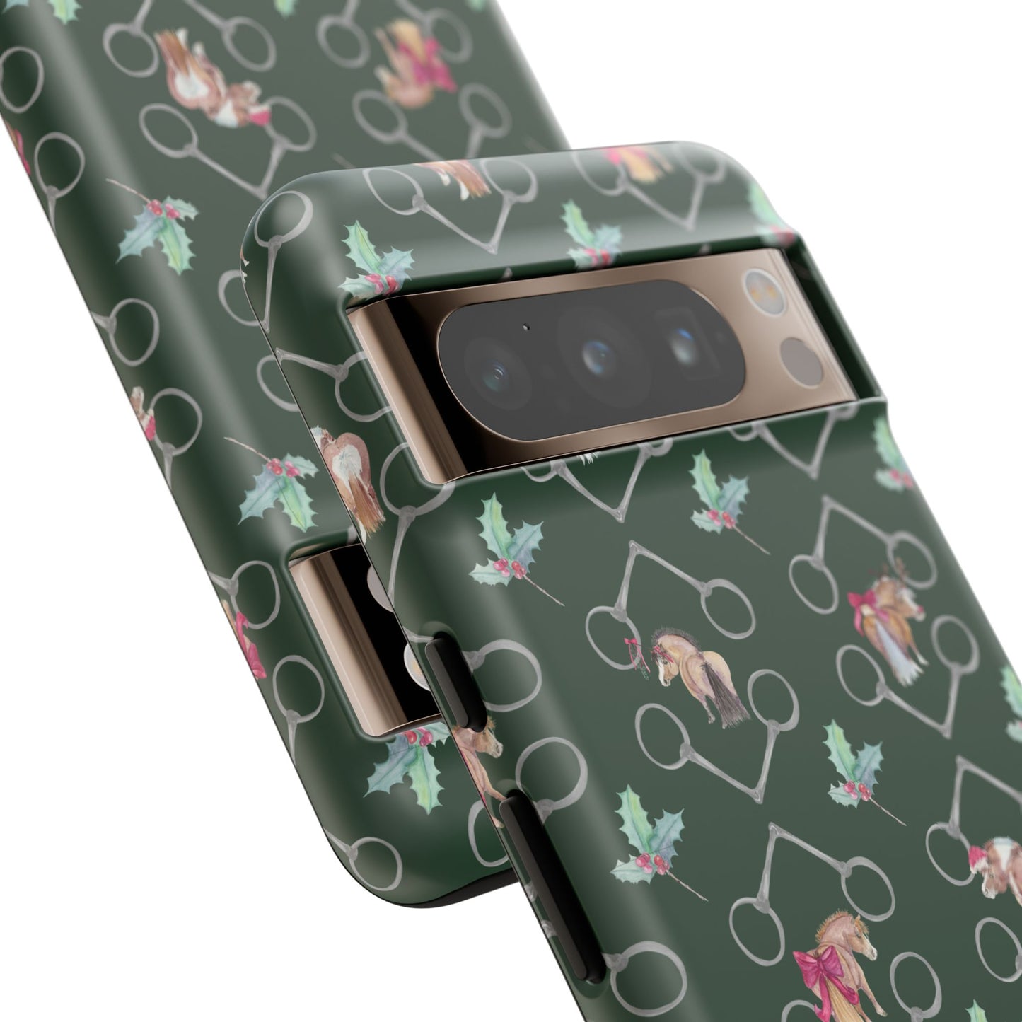 Adorable Little Ponies and Holly in Hunter Green Tough Phone Case