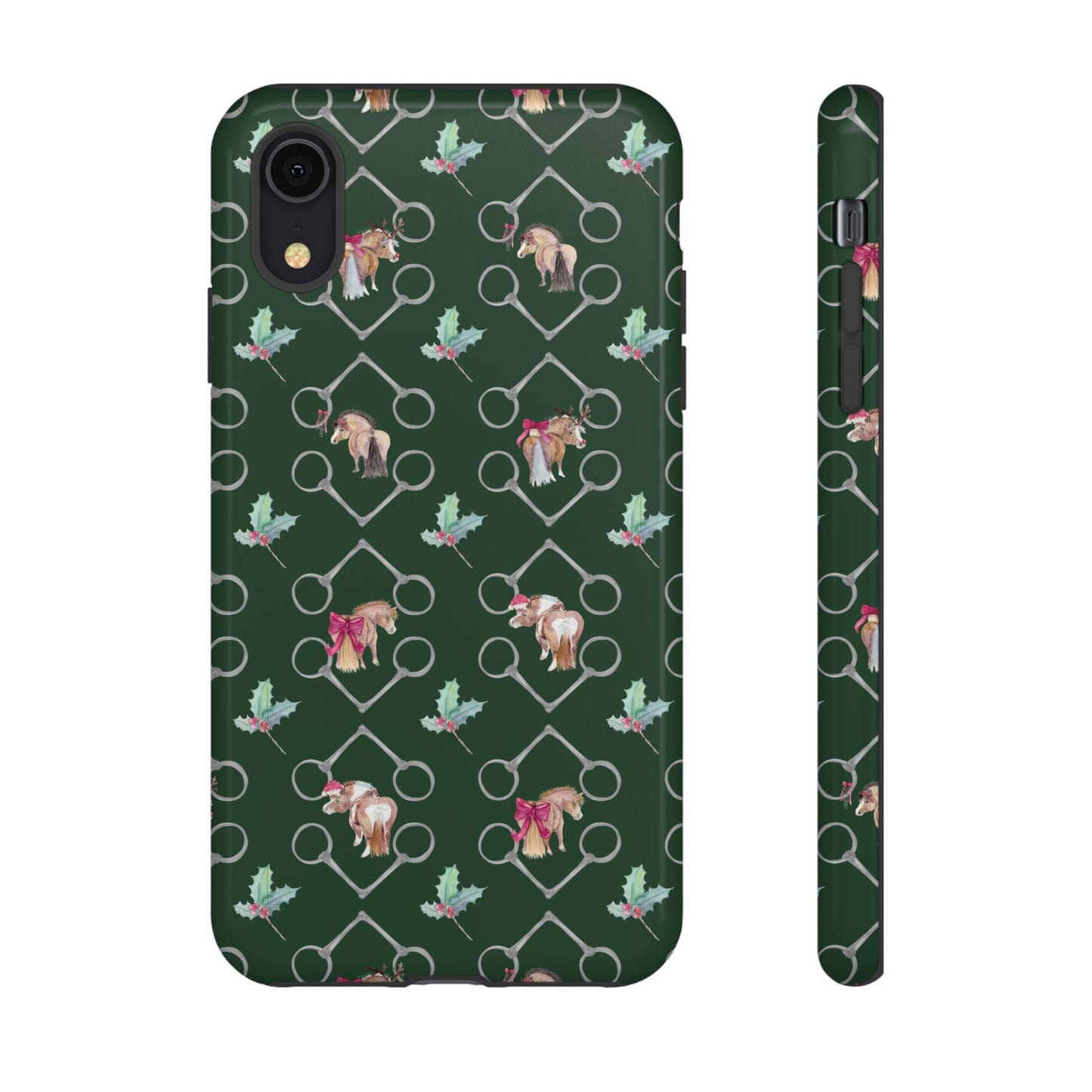 Adorable Little Ponies and Holly in Hunter Green Tough Phone Case