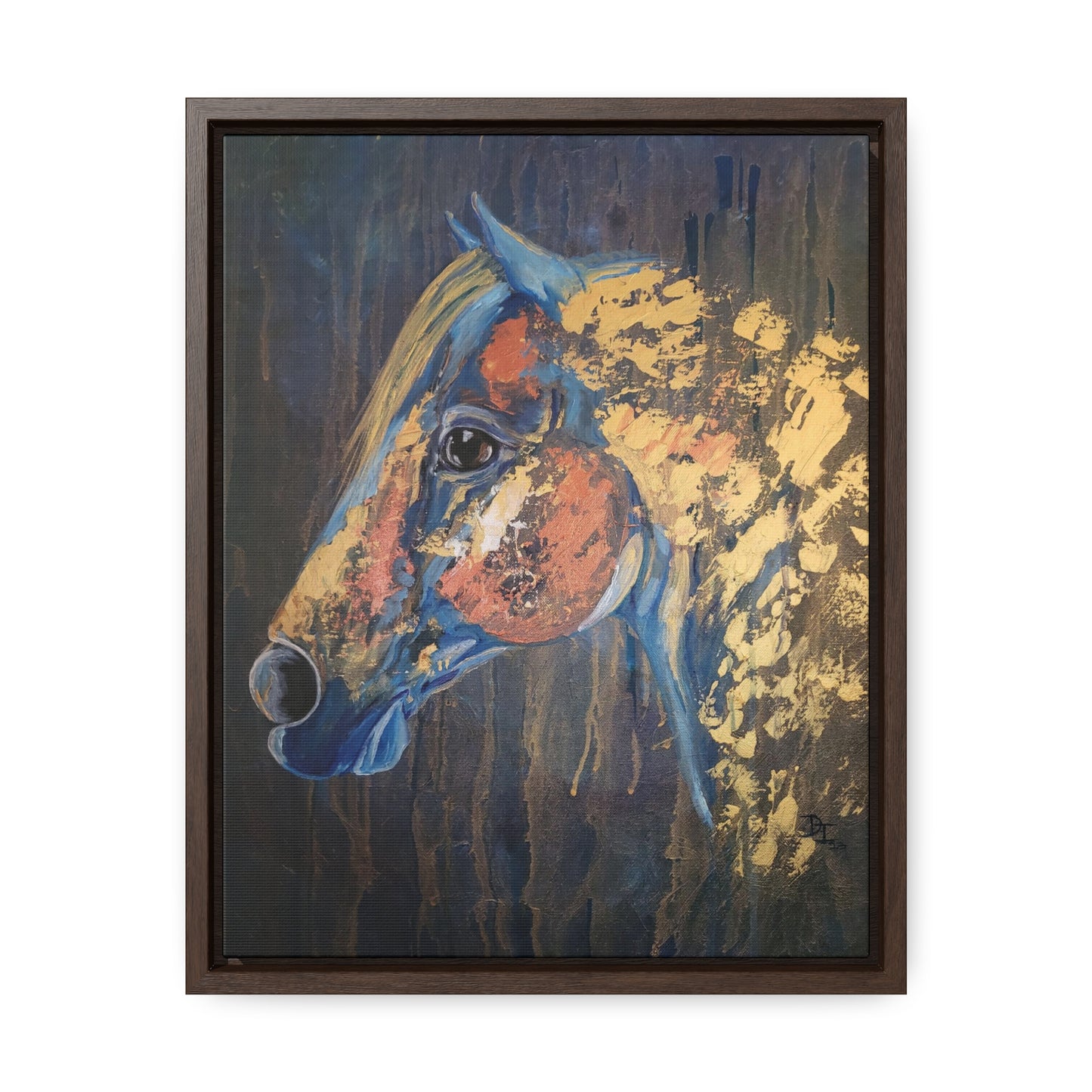 Love Blue and Gold Gallery Canvas Wraps, Vertical Frame - SonaEquestrian