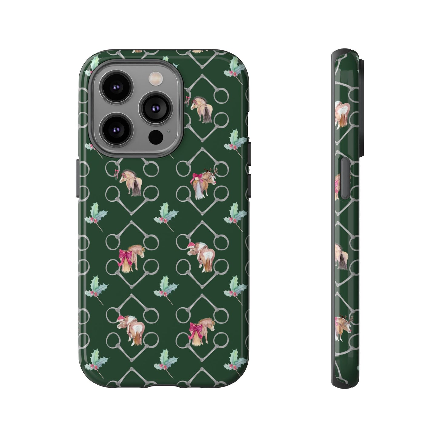 Adorable Little Ponies and Holly in Hunter Green Tough Phone Case