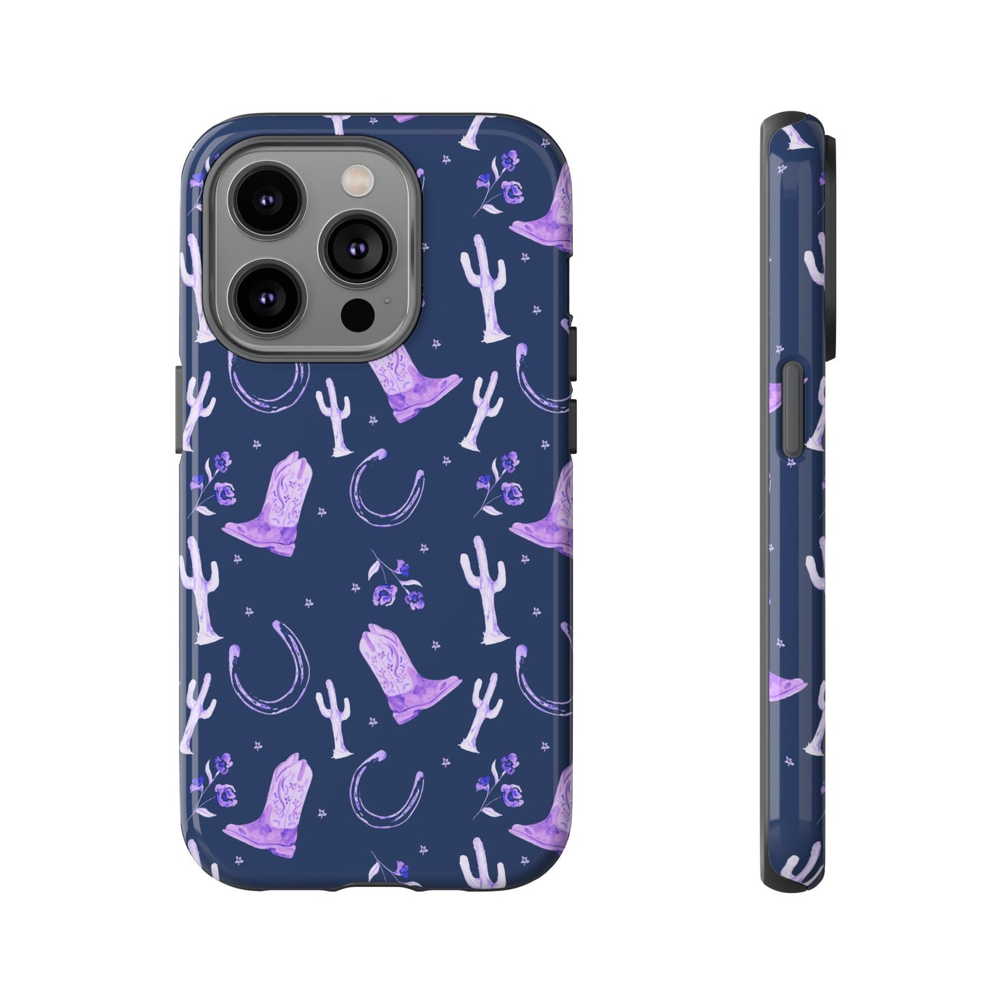 Lucky Boots in Navy and Lavender Tough Phone Case