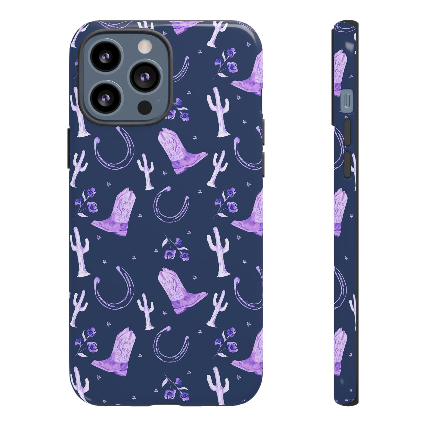 Lucky Boots in Navy and Lavender Tough Phone Case