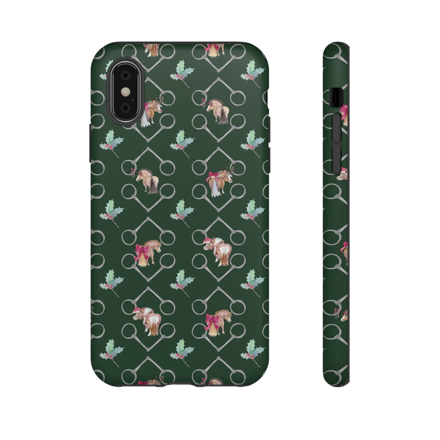 Adorable Little Ponies and Holly in Hunter Green Tough Phone Case