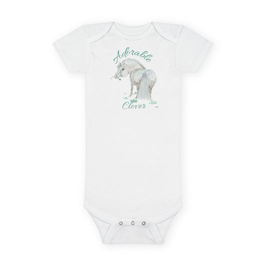 Adorable Little Clover Organic Baby Onesie – Adorable Pony Bodysuit