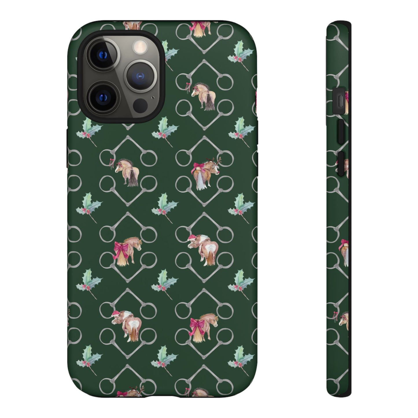 Adorable Little Ponies and Holly in Hunter Green Tough Phone Case