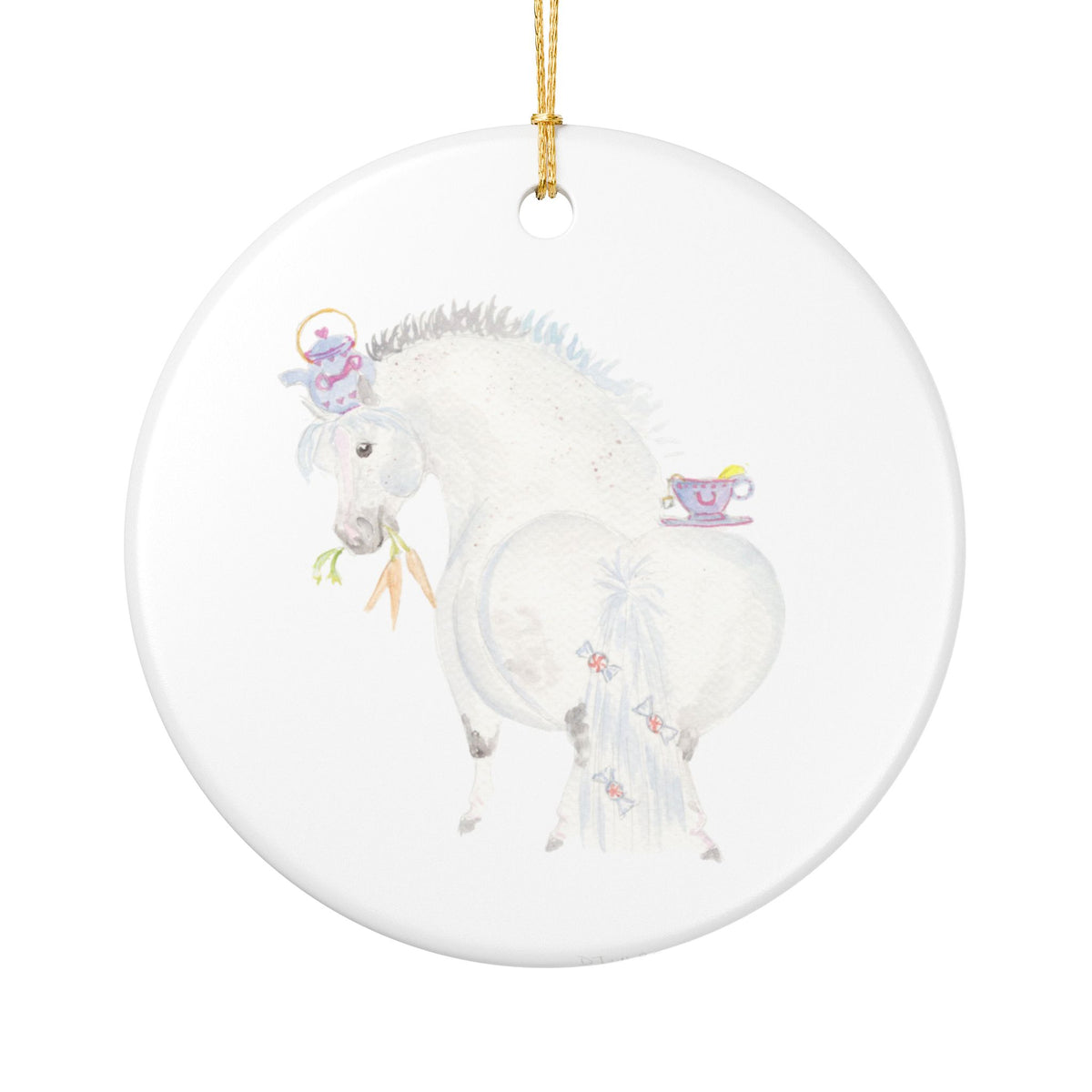 Finn Tea Party Ceramic Ornament — Cute Black Pony Holiday Decoration
