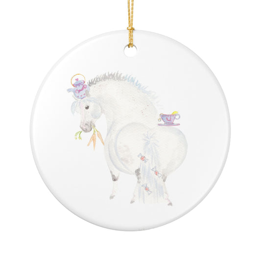 Finn Tea Party Ceramic Ornament — Cute Black Pony Holiday Decoration