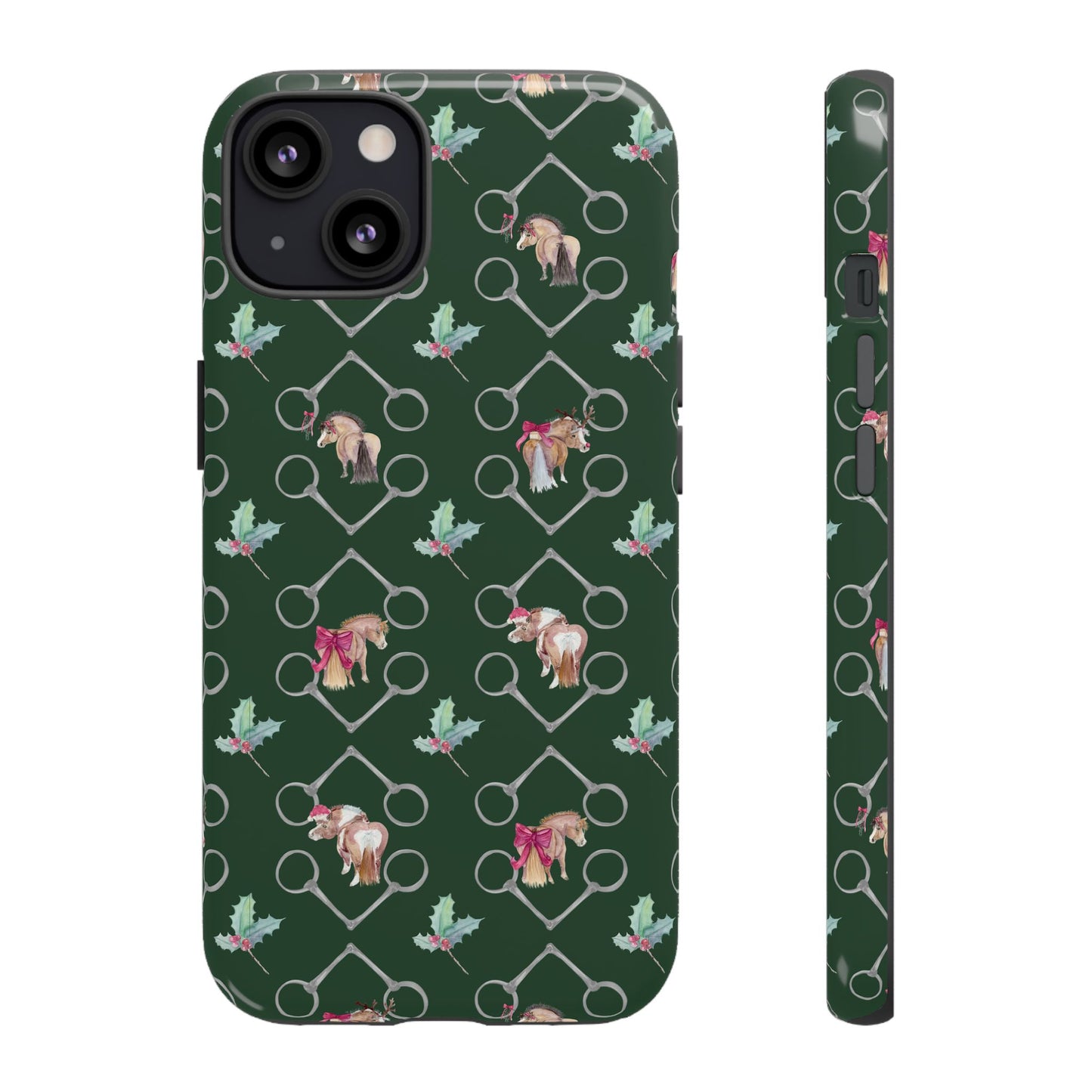 Adorable Little Ponies and Holly in Hunter Green Tough Phone Case