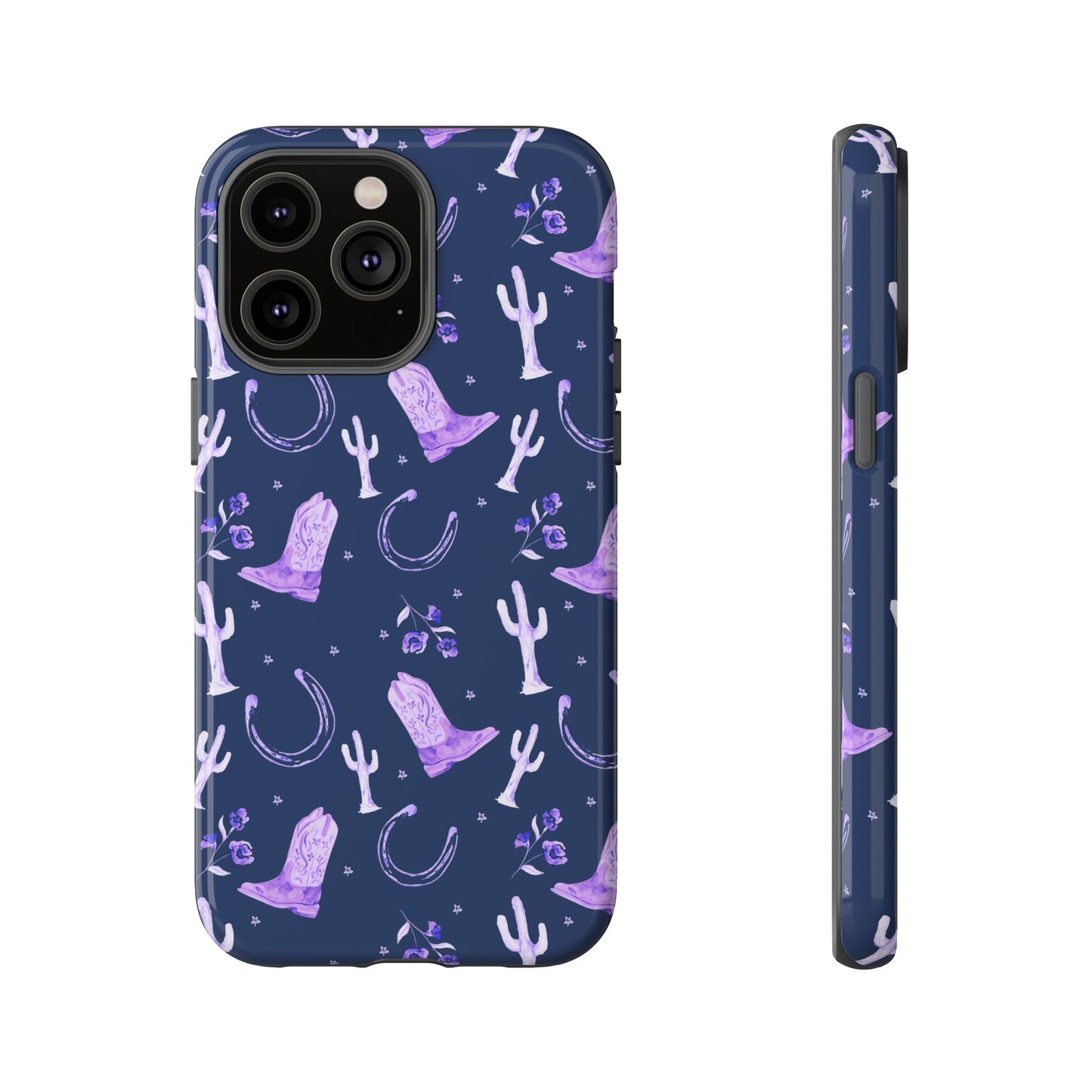 Lucky Boots in Navy and Lavender Tough Phone Case