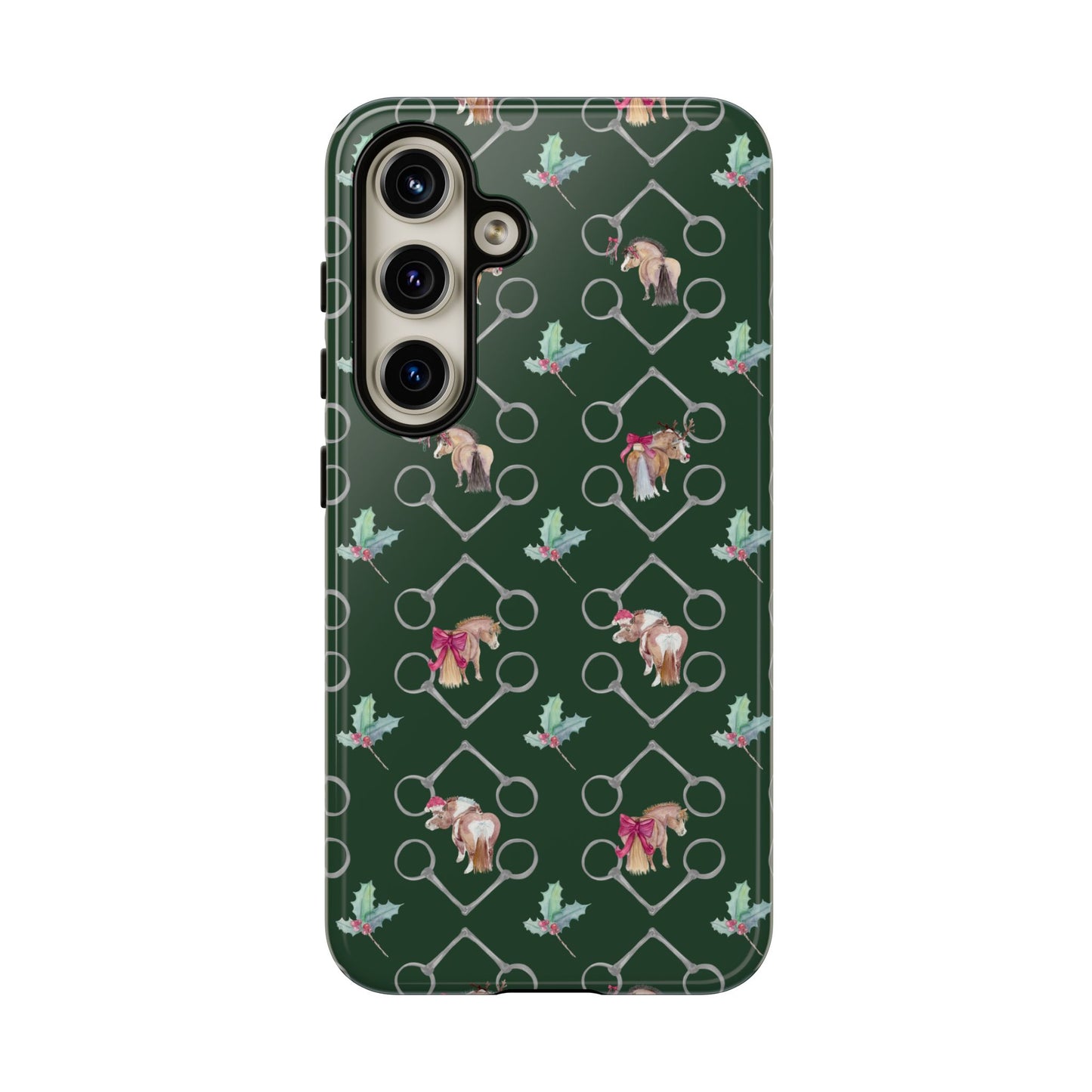 Adorable Little Ponies and Holly in Hunter Green Tough Phone Case