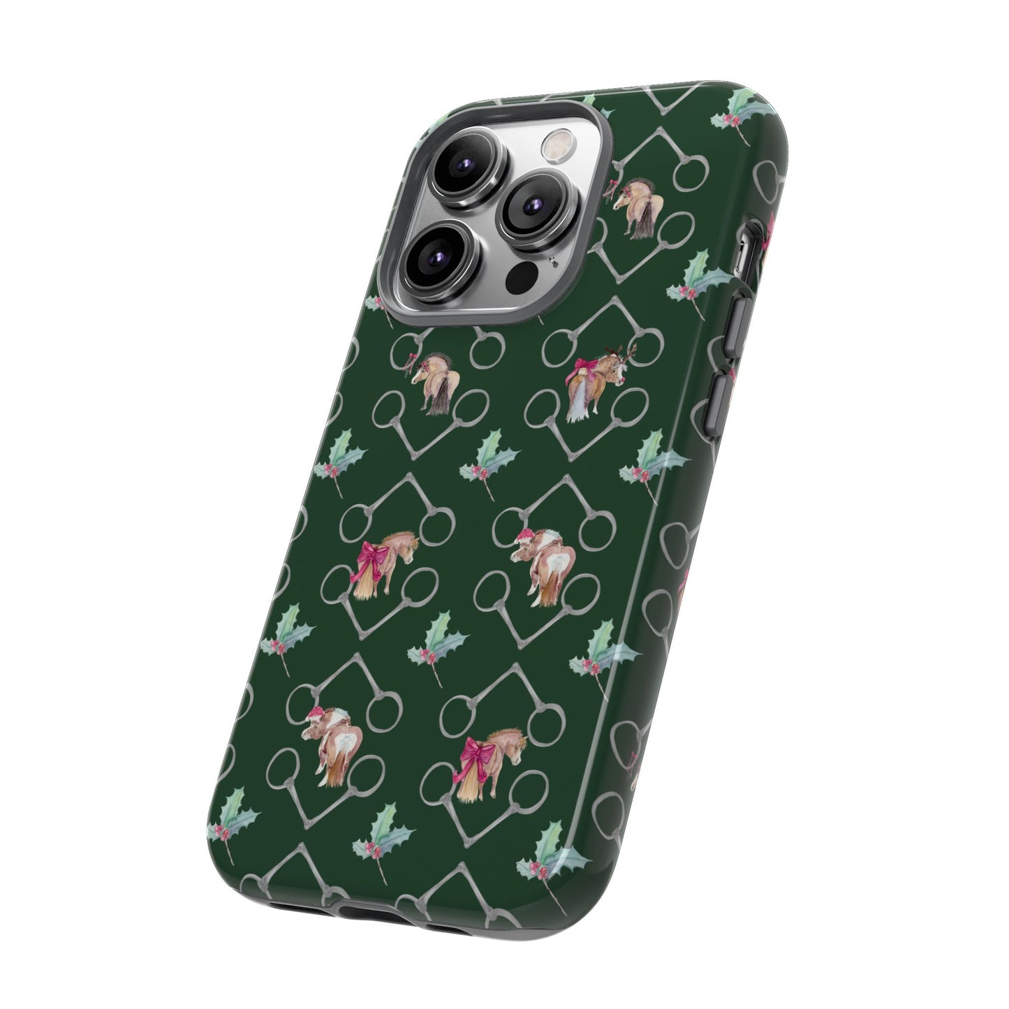 Adorable Little Ponies and Holly in Hunter Green Tough Phone Case