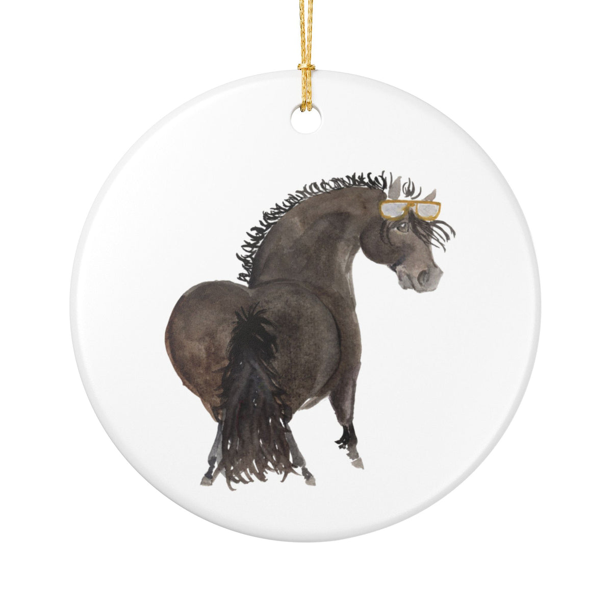 Maverick Ceramic Ornament — Cute Black Pony Holiday Decoration