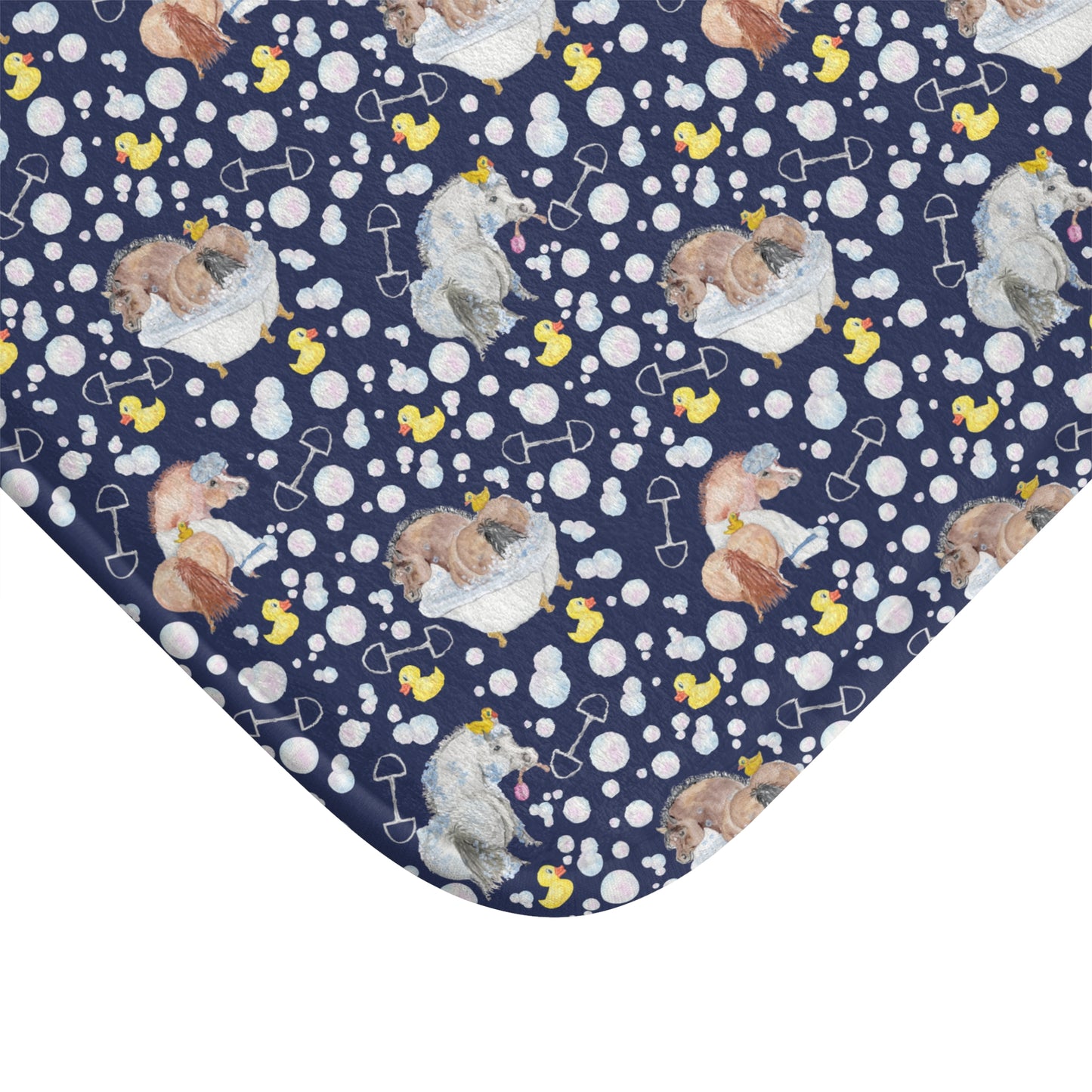 Adorable Ponies Double Bubble- Navy  Bath Mat