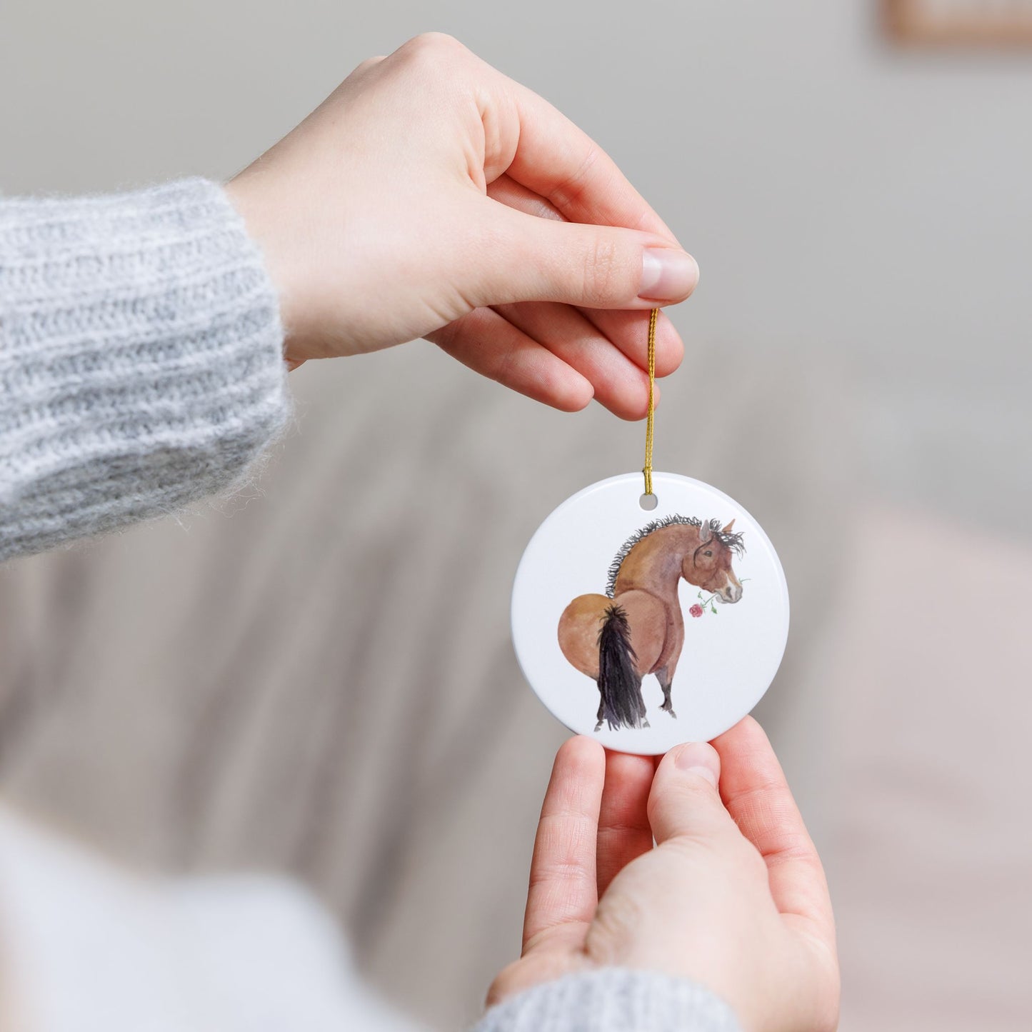 Adorable Rose Ceramic Ornaments, Custom Holiday Decor, 2-Sided Christmas Ornament, Unique Gift, Home Decoration, Keepsake