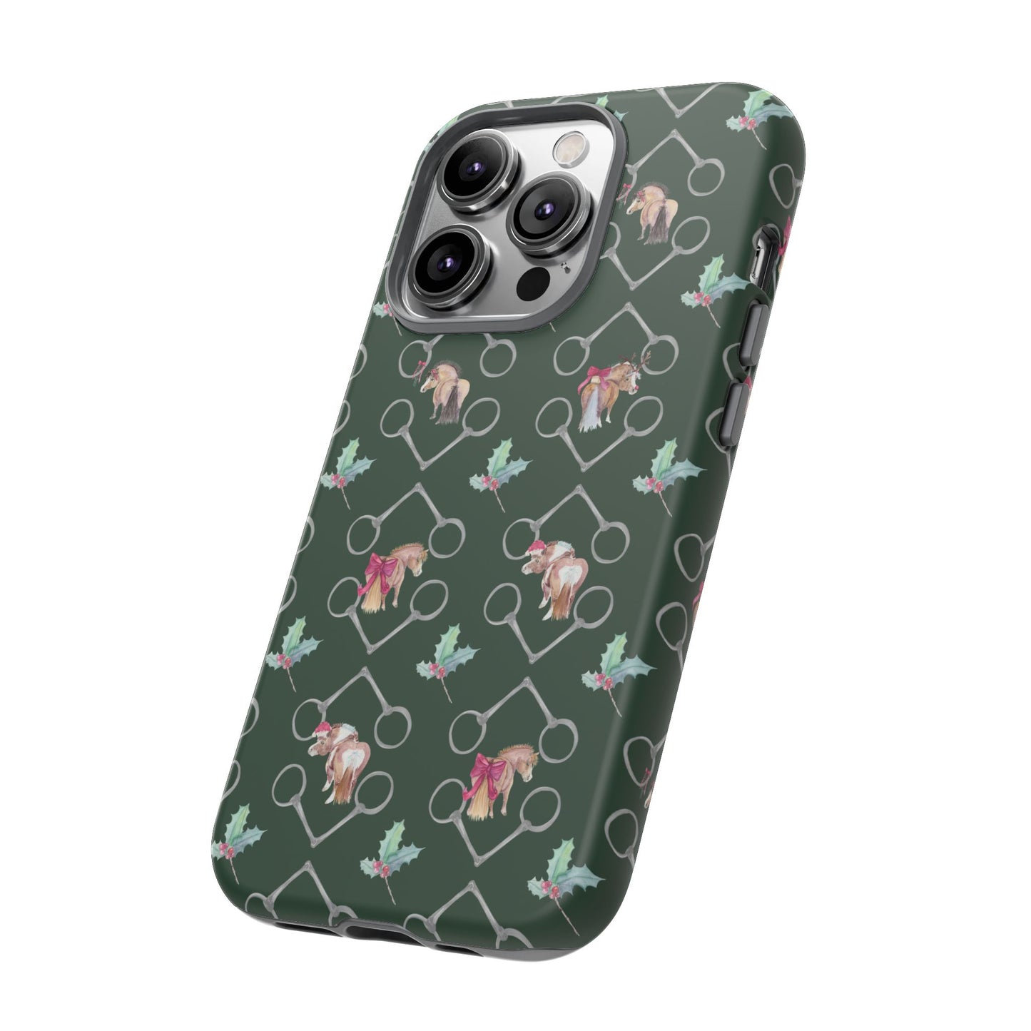 Adorable Little Ponies and Holly in Hunter Green Tough Phone Case