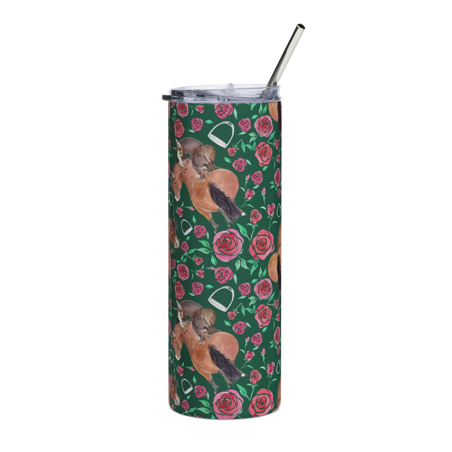 20oz Stainless Tumbler — Adorable Rose and Rico - Green