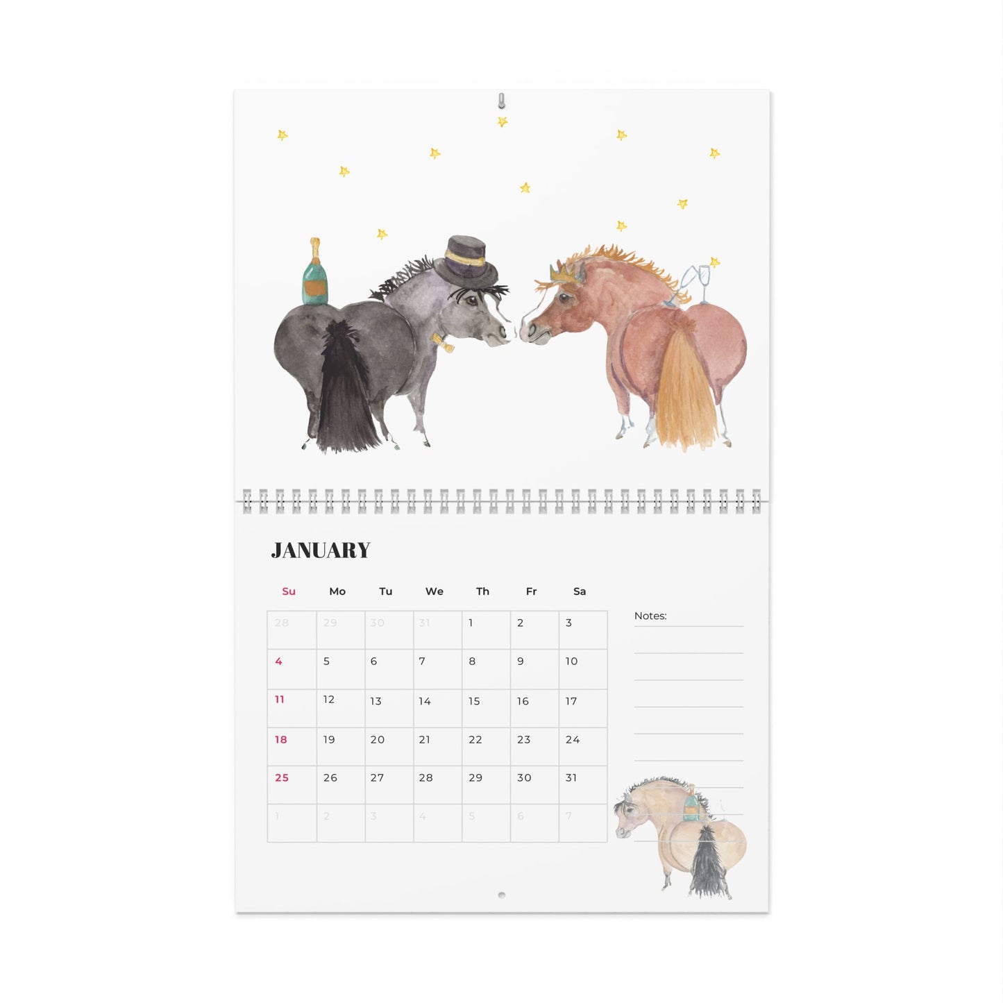 Adorable Ponies 2026 Wall Calendar — 12-Month Illustrated Planner