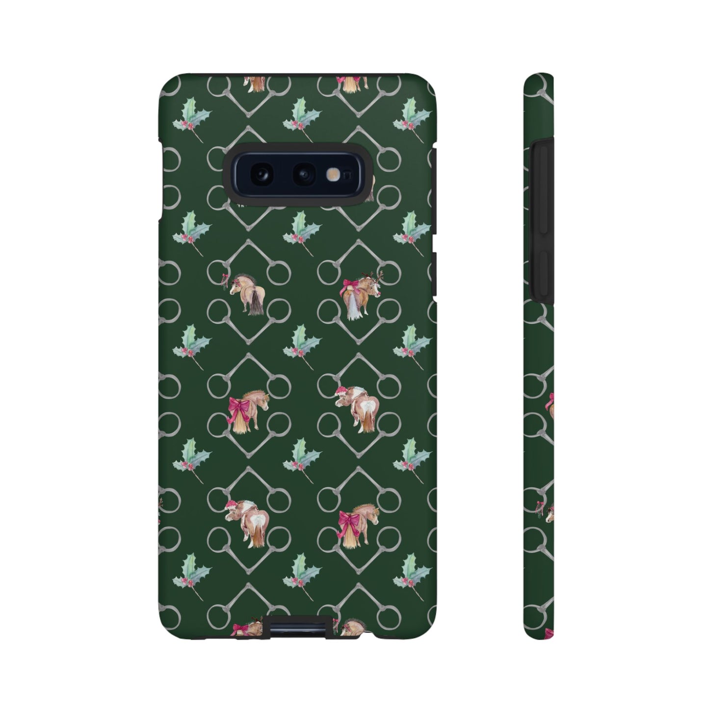 Adorable Little Ponies and Holly in Hunter Green Tough Phone Case