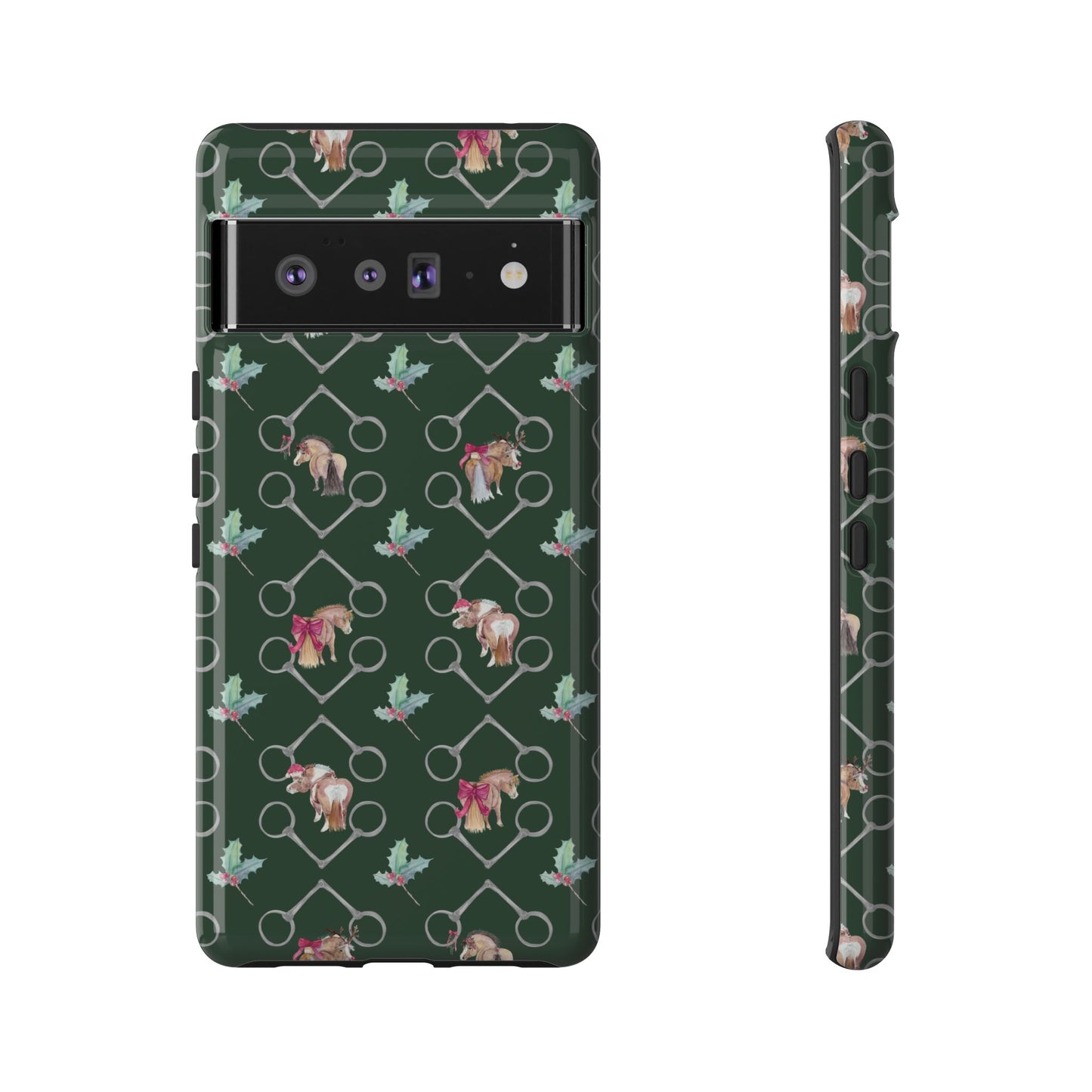 Adorable Little Ponies and Holly in Hunter Green Tough Phone Case