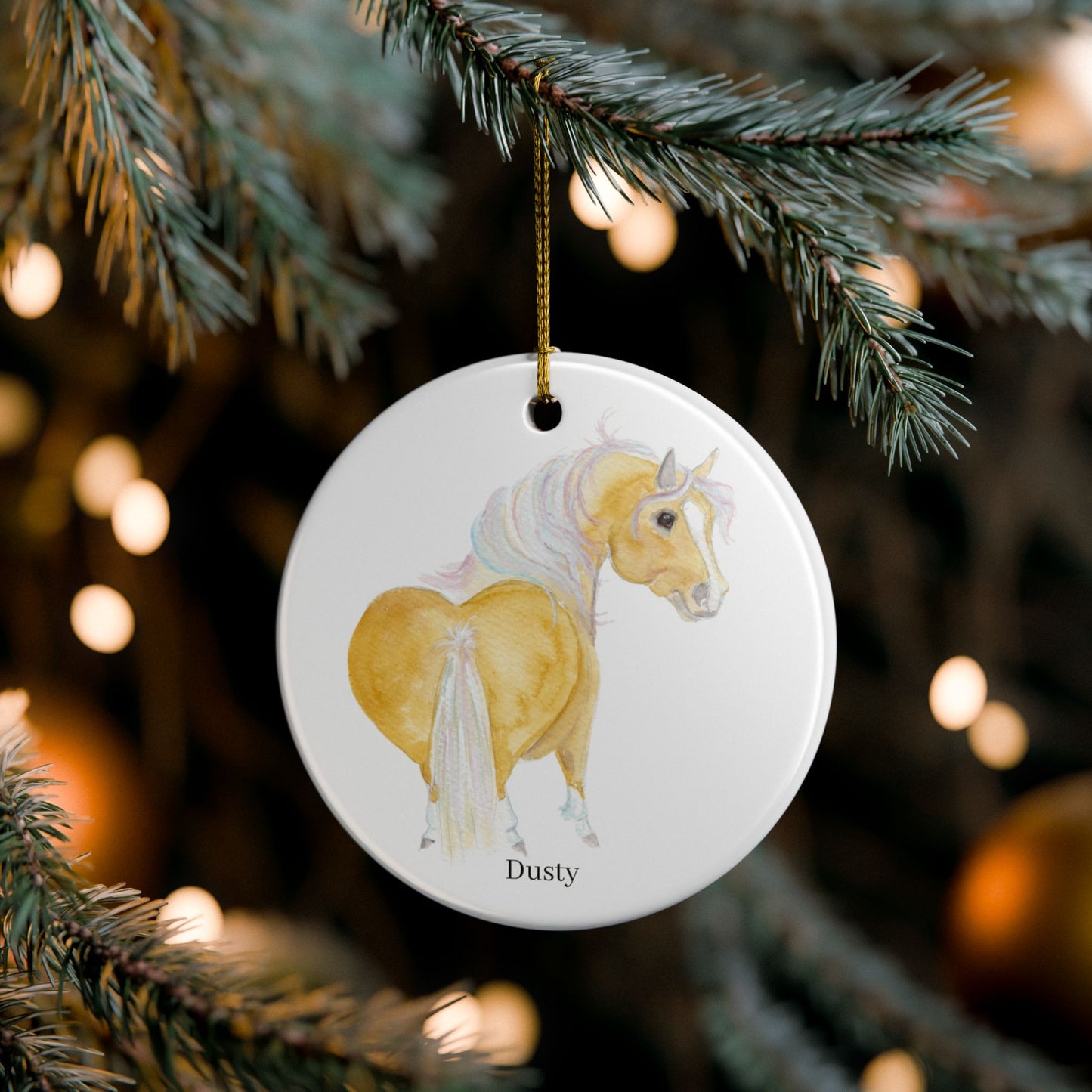 Adorable Dusty Ceramic Ornaments, Custom Holiday Decor, 2-Sided Christmas Ornament, Unique Gift, Home Decoration, Keepsake