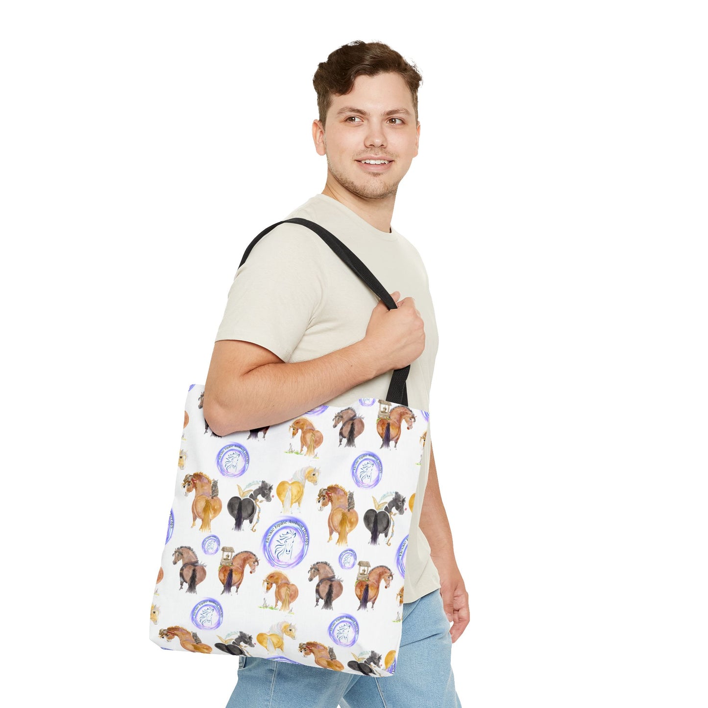 Adorable little Elevate Equine Herd Tote Bag - Whimsical Equestrian Design