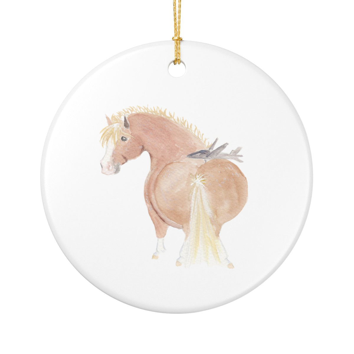 Goose Ceramic Ornament — Cute Black Pony Holiday Decoration