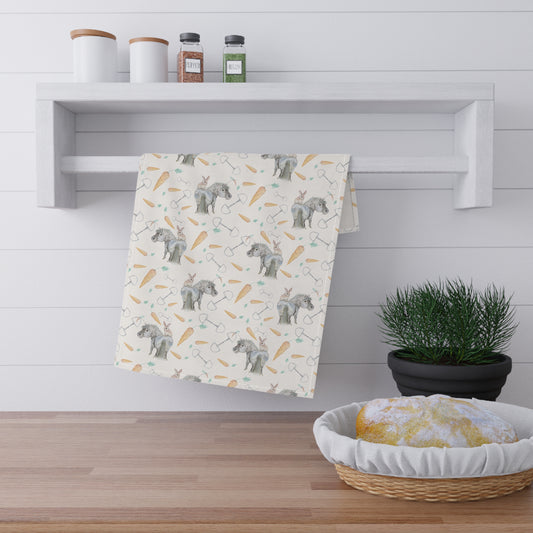 Adorable Bunny and Carrots Print Cotton Tea Towels