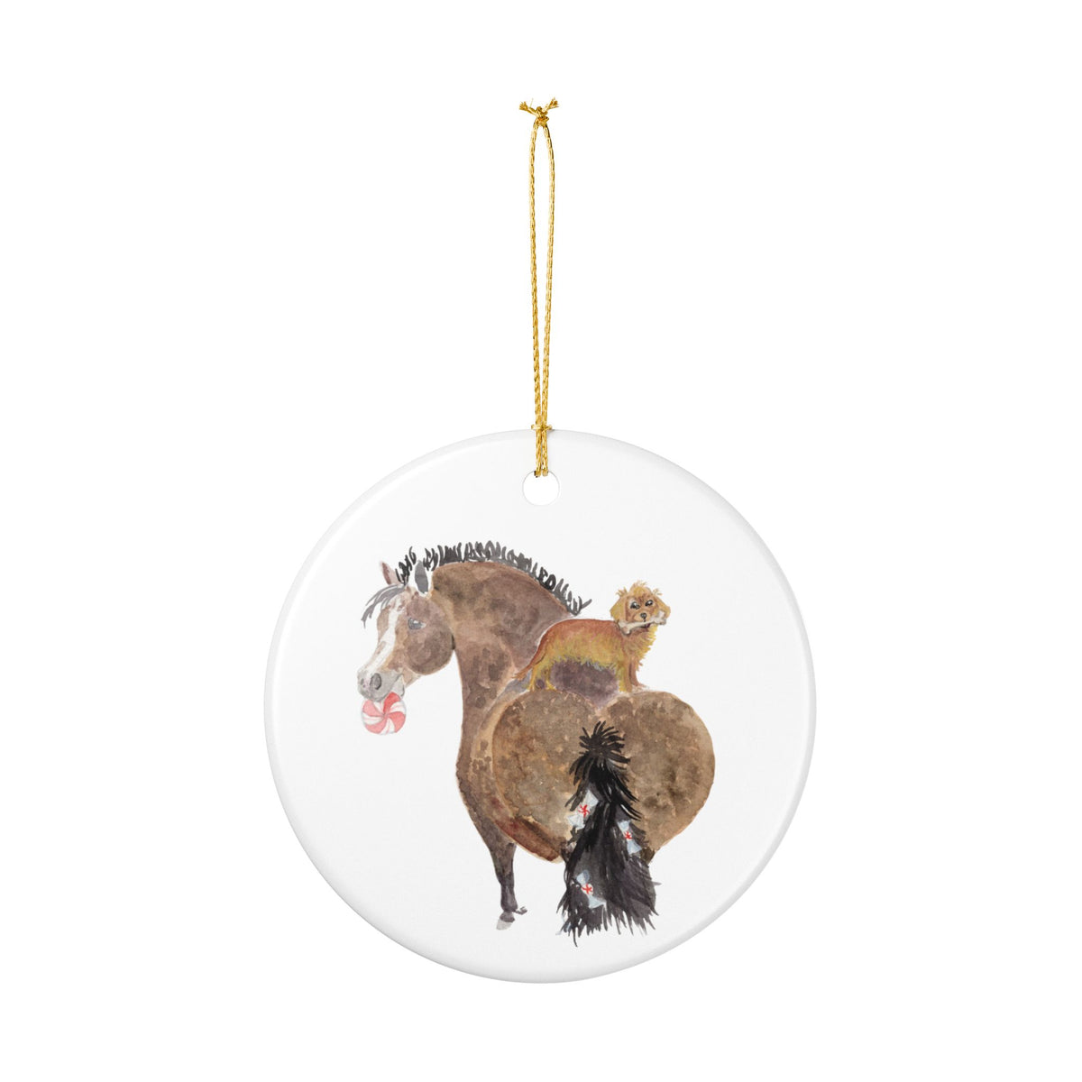 Moonie and Polo Ceramic Ornament — Cute Black Pony Holiday Decoration