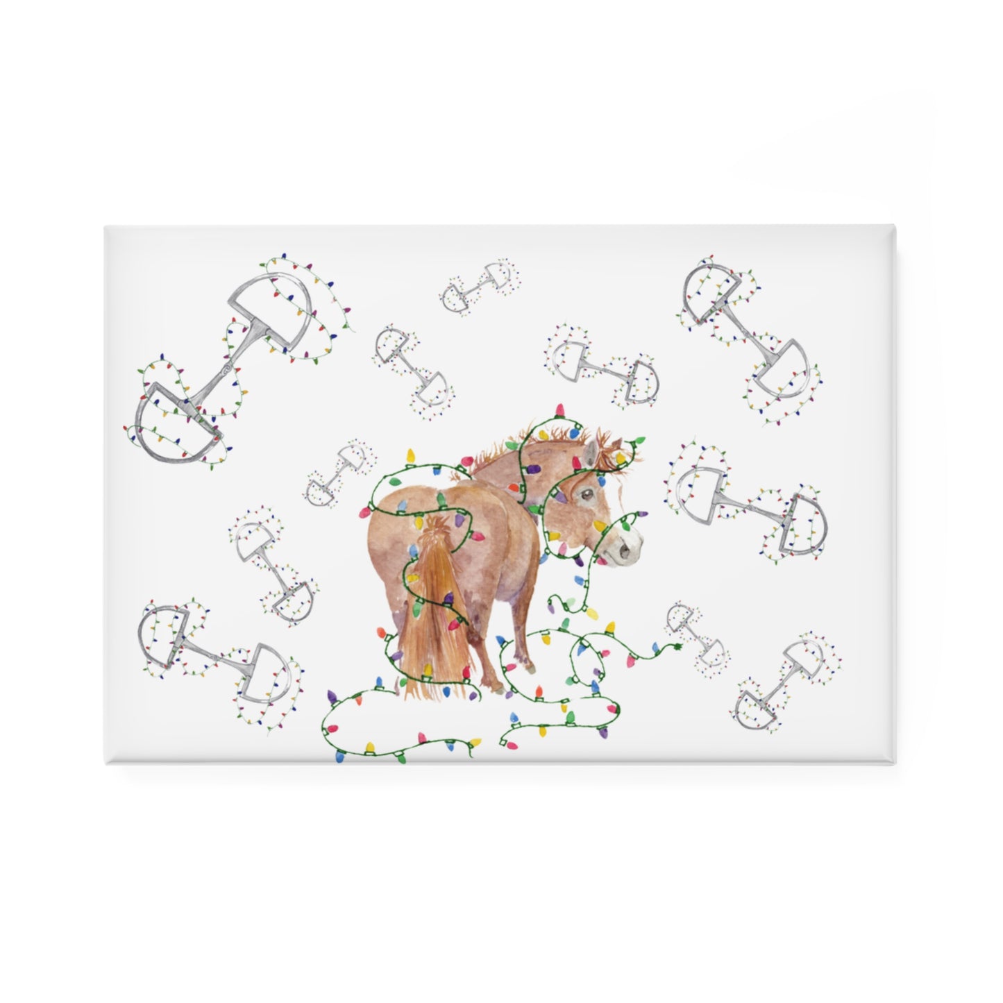 Button Magnet - Adorable Christmas Chubby Pony Holiday Helper