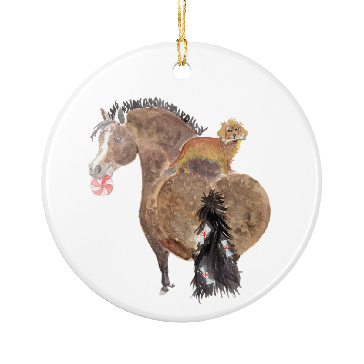 Moonie and Polo Ceramic Ornament — Cute Black Pony Holiday Decoration