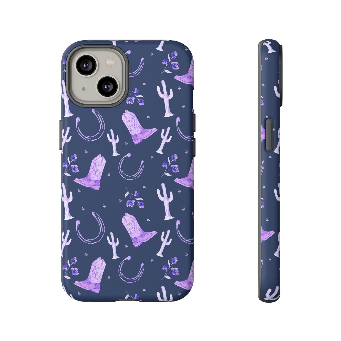 Lucky Boots in Navy and Lavender Tough Phone Case