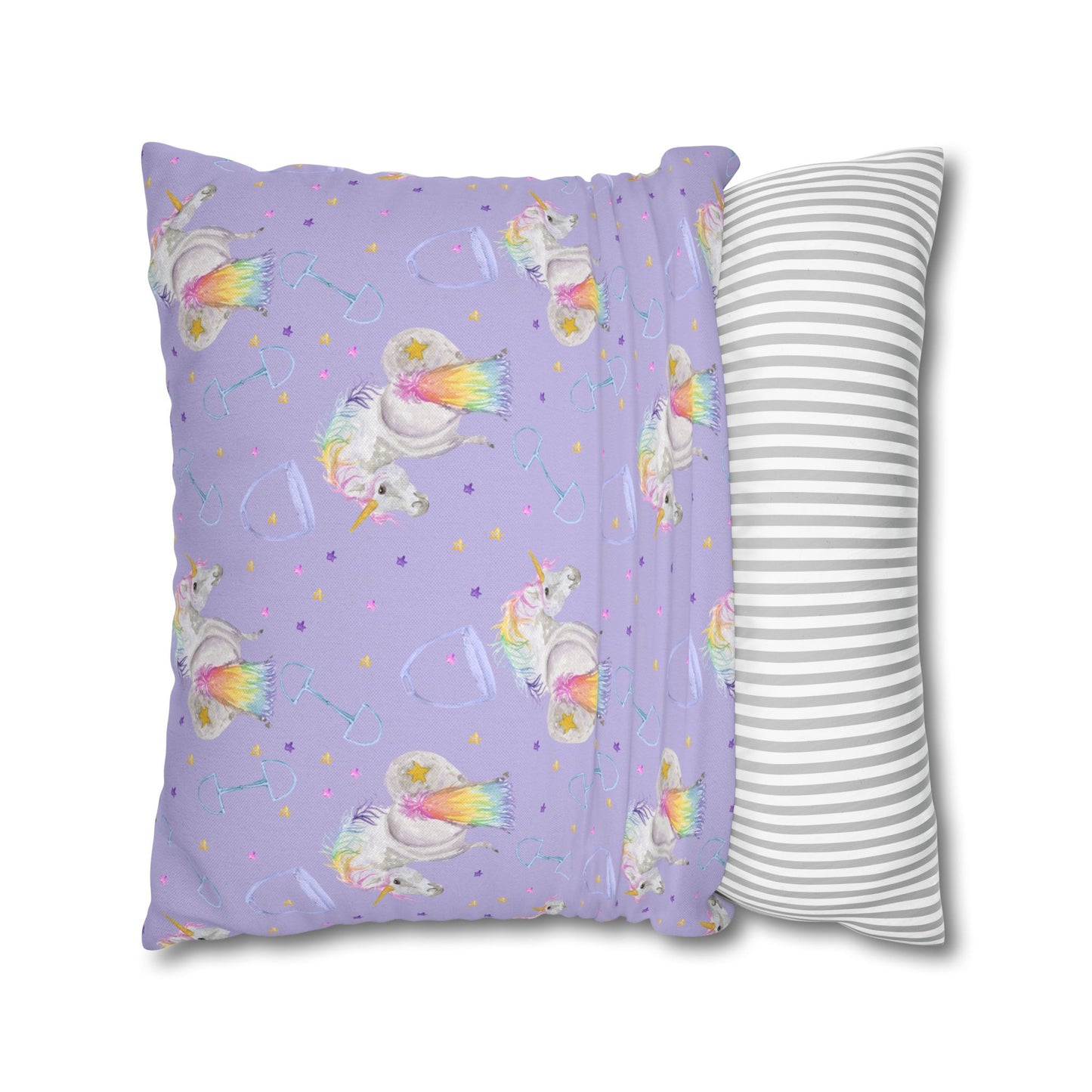 Adorable Little Unicorn Print - lavender Spun Polyester Square Pillowcase