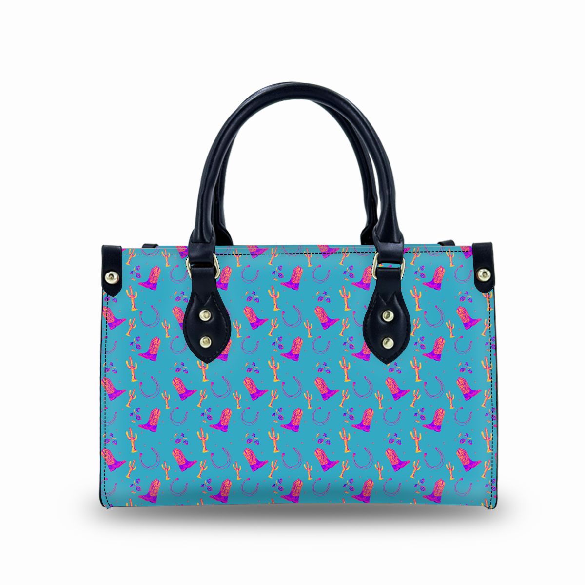 Lucky Boots in Teal Print Small Fashion Bag