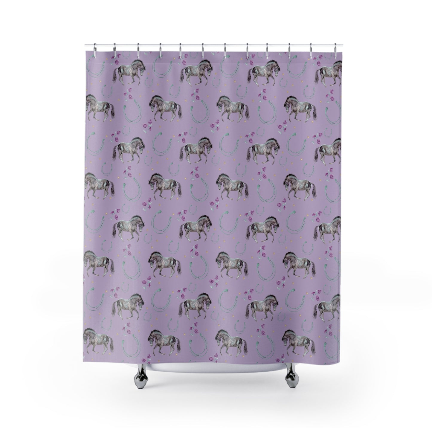 Lucky Mustang Shower Curtains - Lavender