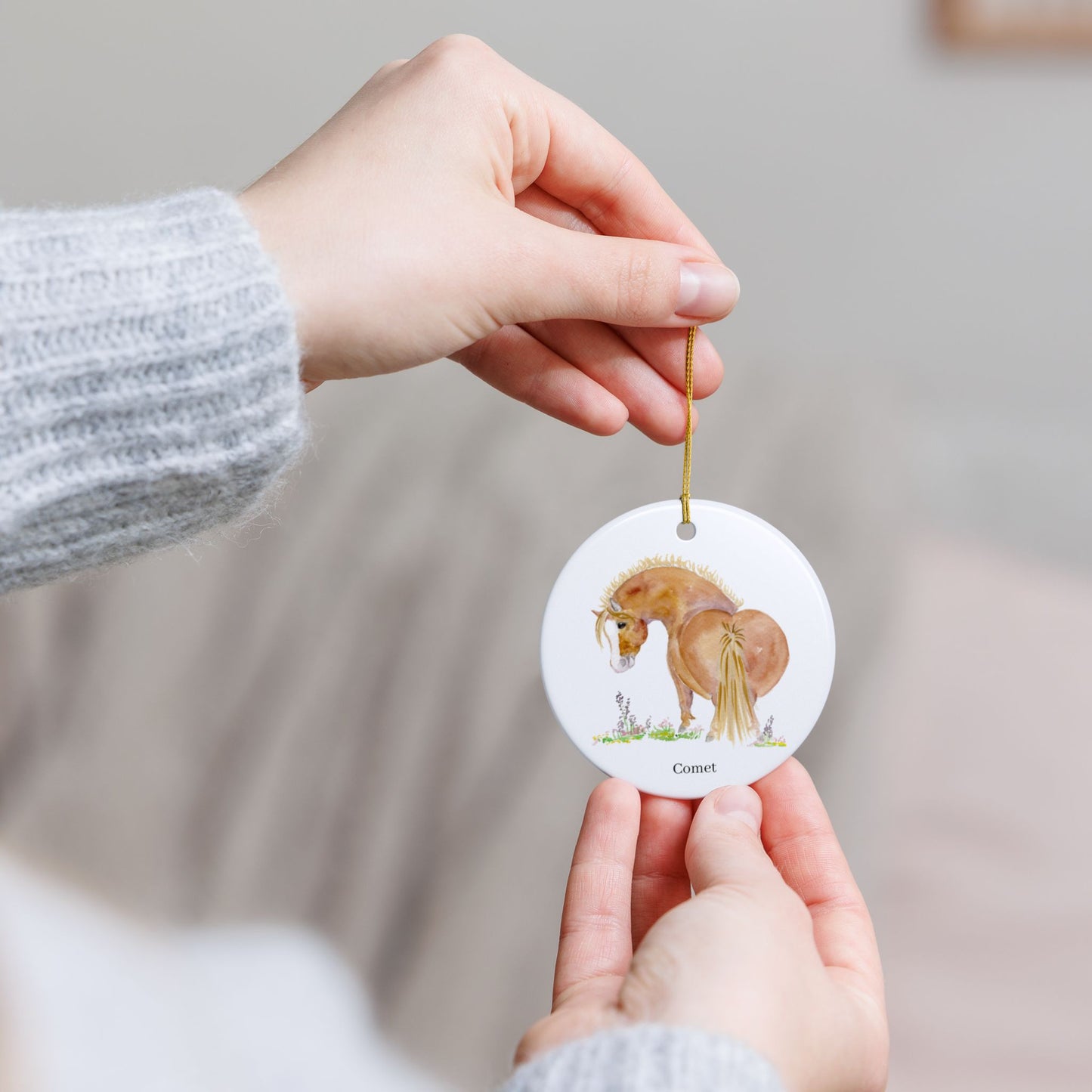 Adorable Comet Ceramic Ornaments, Custom Holiday Decor, 2-Sided Christmas Ornament, Unique Gift, Home Decoration, Keepsake