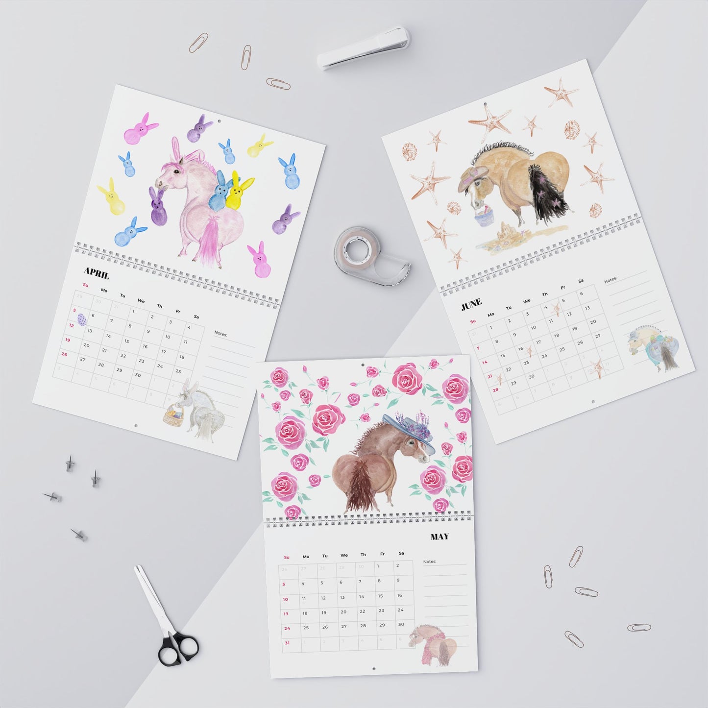 Adorable Ponies 2026 Wall Calendar — 12-Month Illustrated Planner