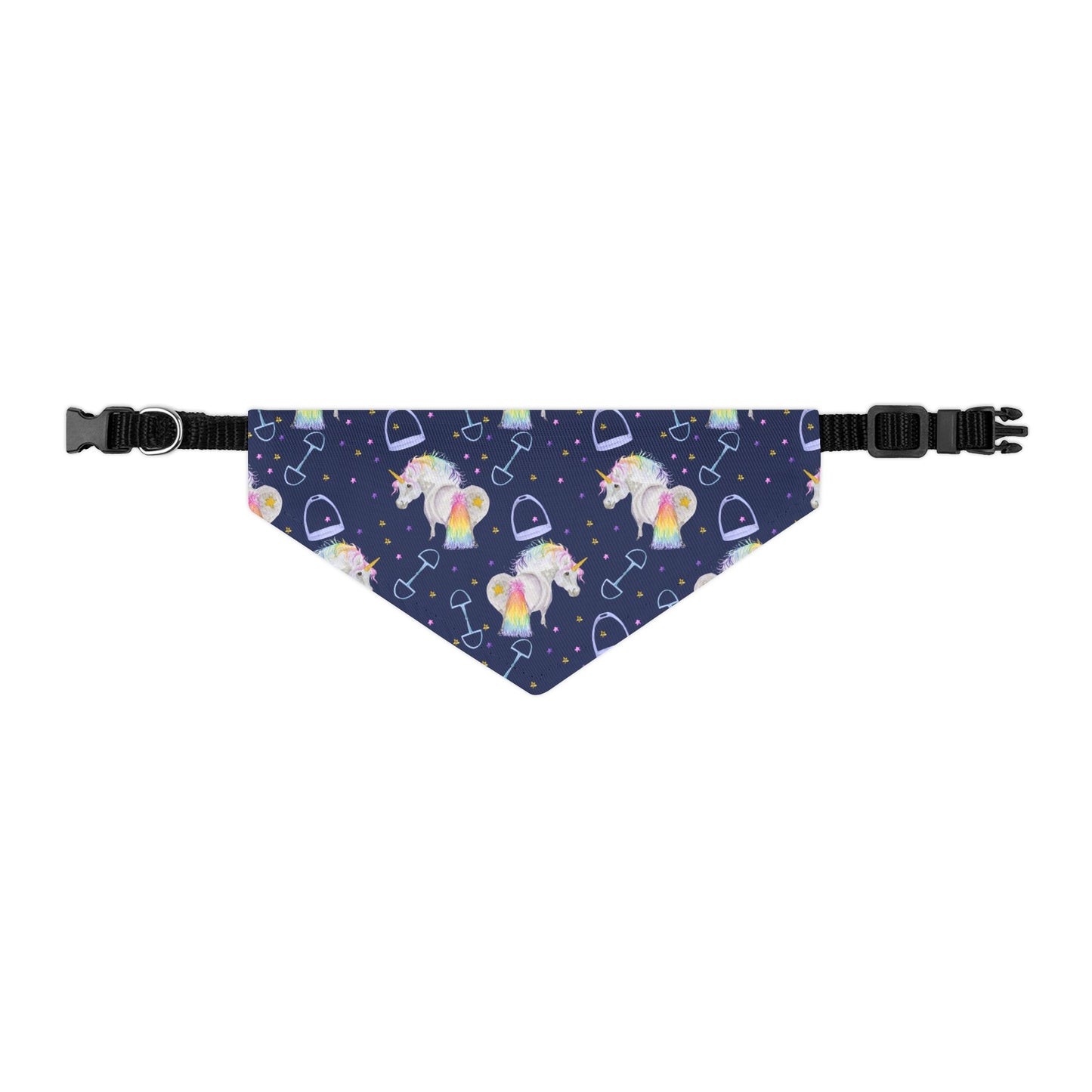 Adorable Pony Unicorn Print - navy Pet Bandana Collar