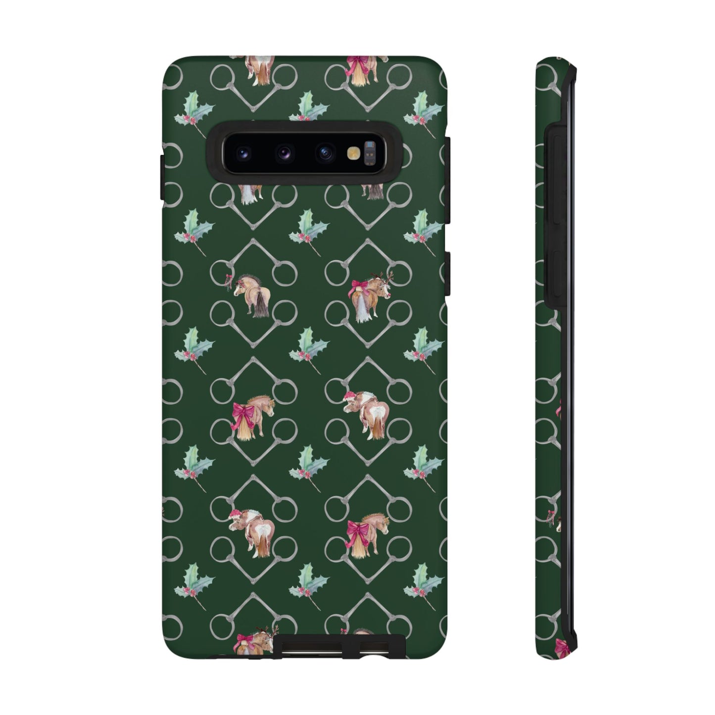 Adorable Little Ponies and Holly in Hunter Green Tough Phone Case