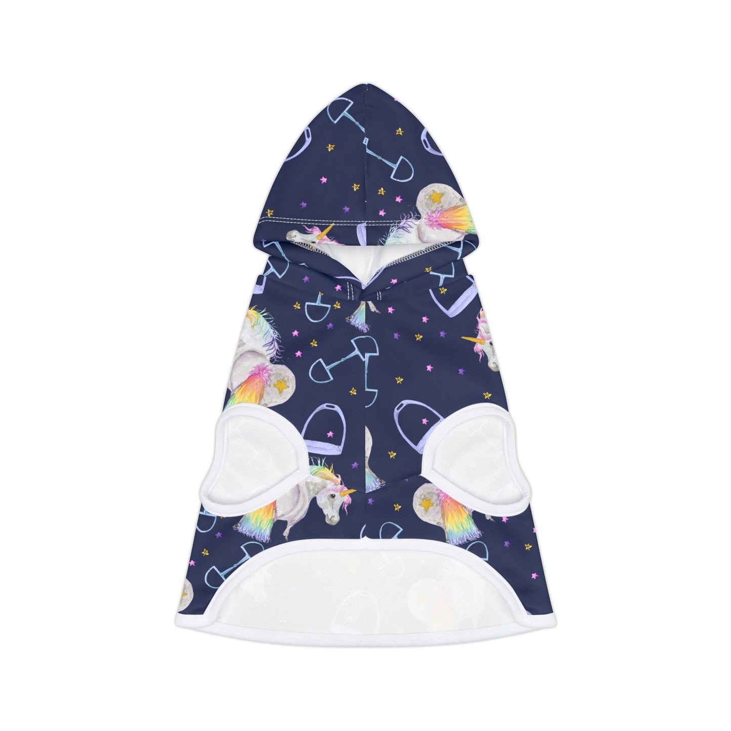 Adorable pony Unicorn print - Navy Pet Hoodie