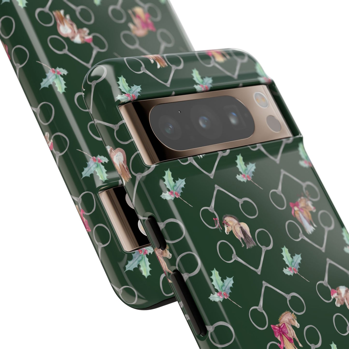 Adorable Little Ponies and Holly in Hunter Green Tough Phone Case