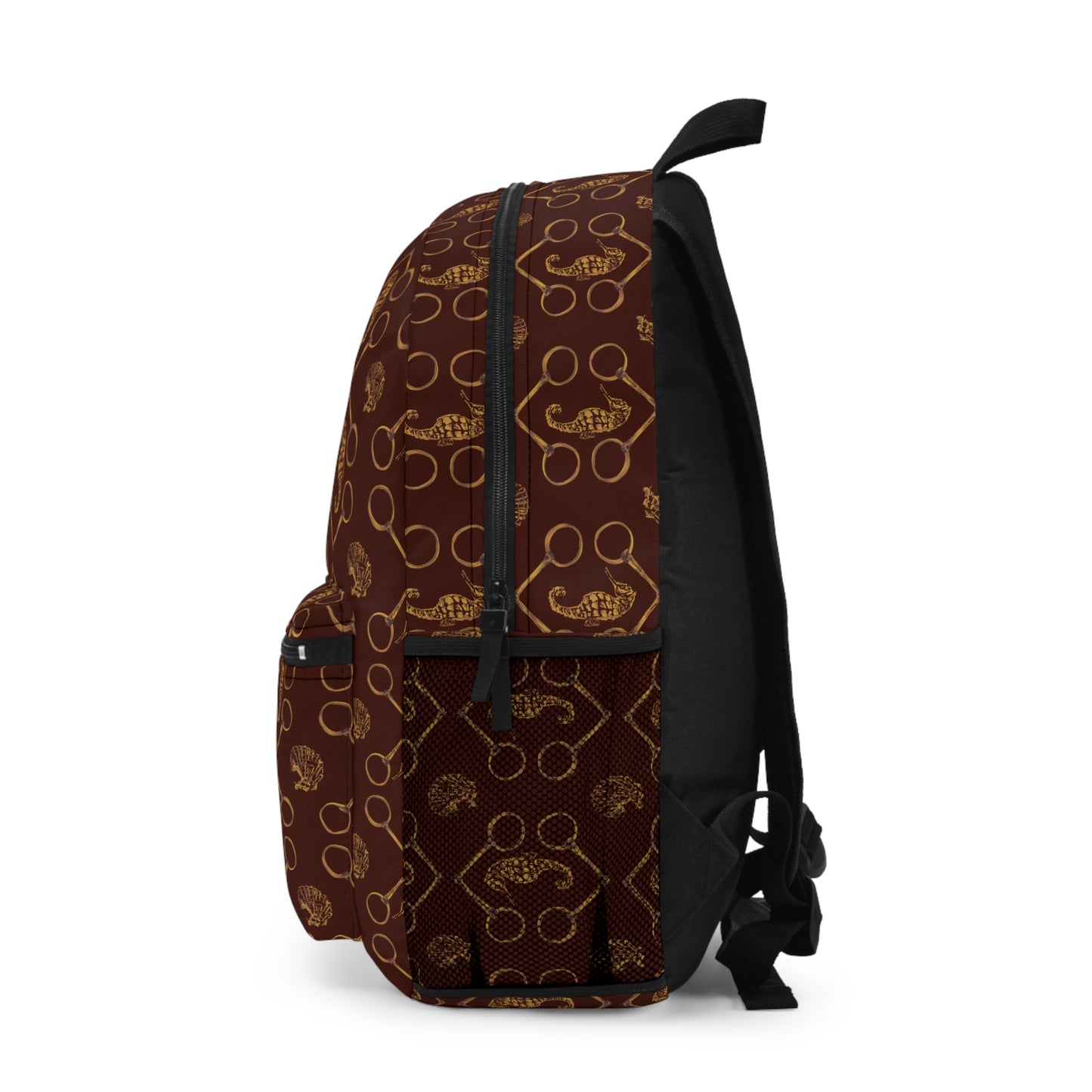 Seahorse and Bits in Burgundy and Gold Backpack