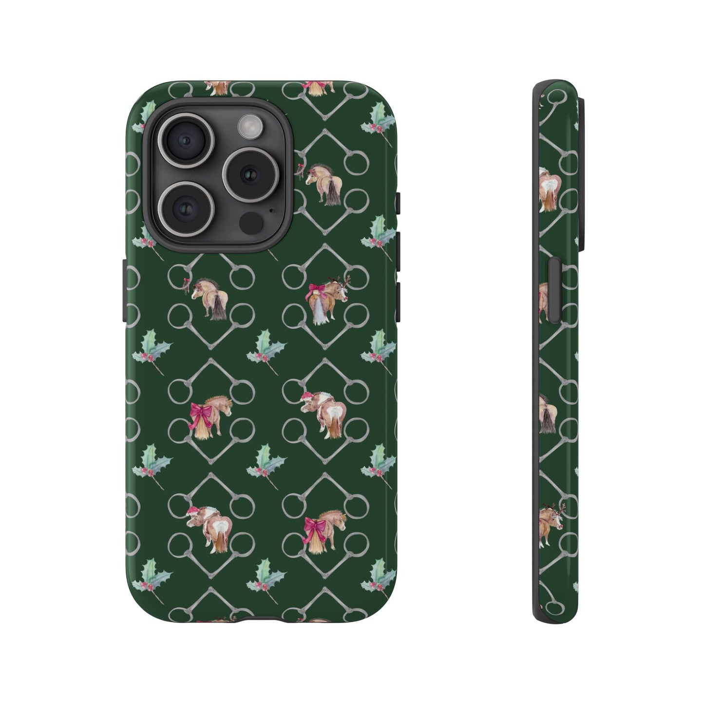 Adorable Little Ponies and Holly in Hunter Green Tough Phone Case