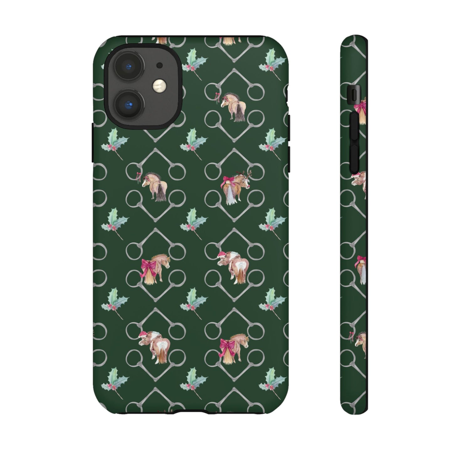 Adorable Little Ponies and Holly in Hunter Green Tough Phone Case