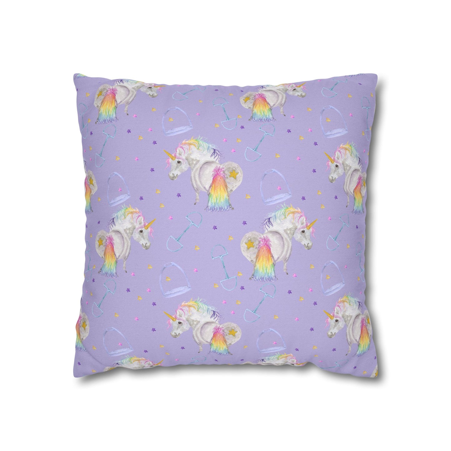 Adorable Little Unicorn Print - lavender Spun Polyester Square Pillowcase