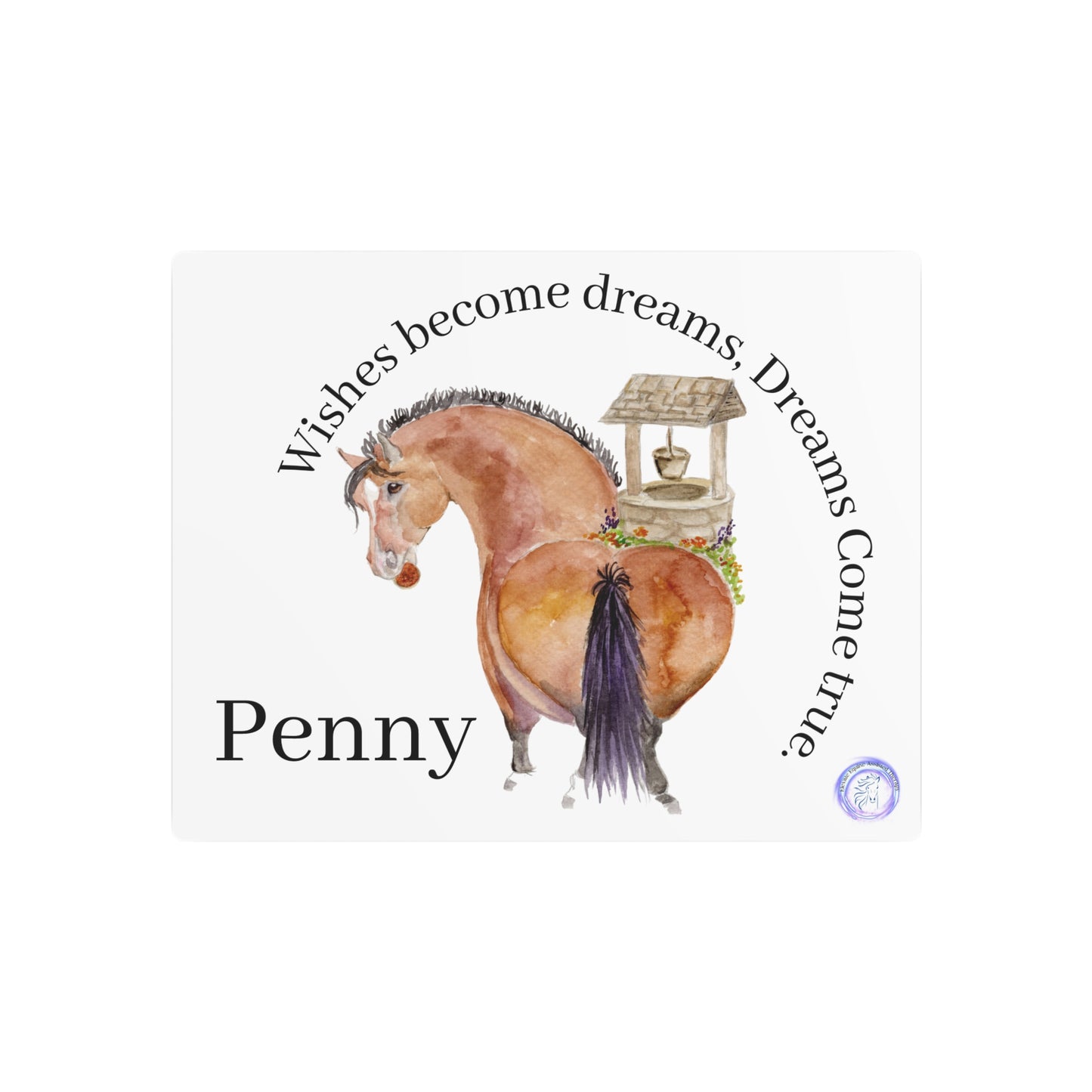 Adorable Penny Horse Metal Art Sign – "Penny" Watercolor