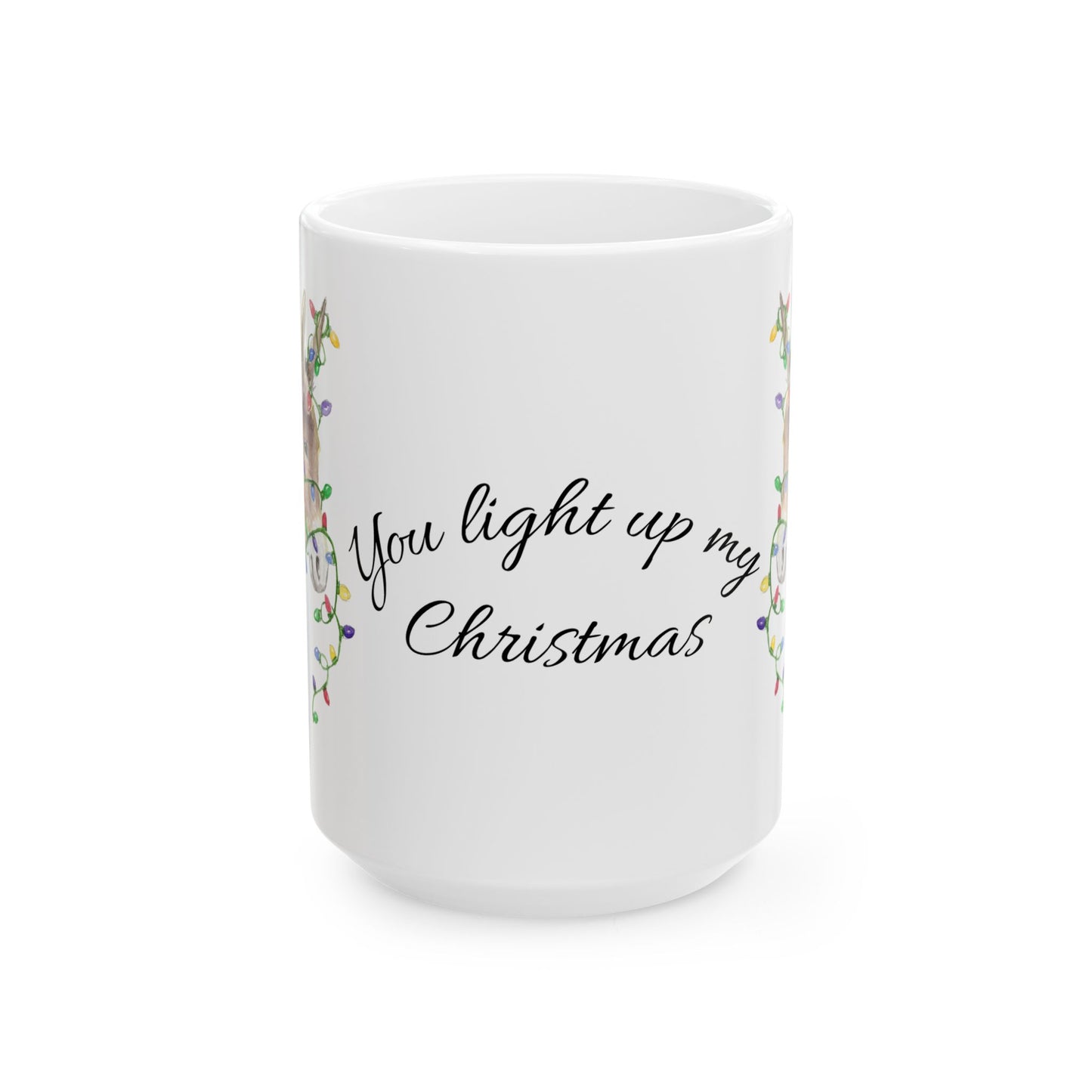 You Light Up My Christmas — Donkey Watercolor Mug