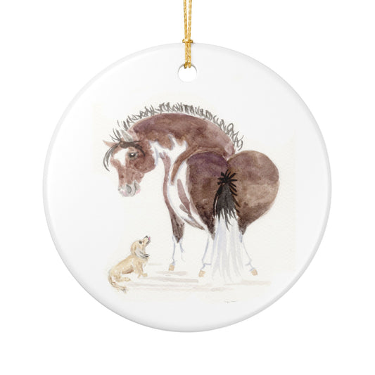 Tigger and Louie Ceramic Ornament — Cute Black Pony Holiday Decoration