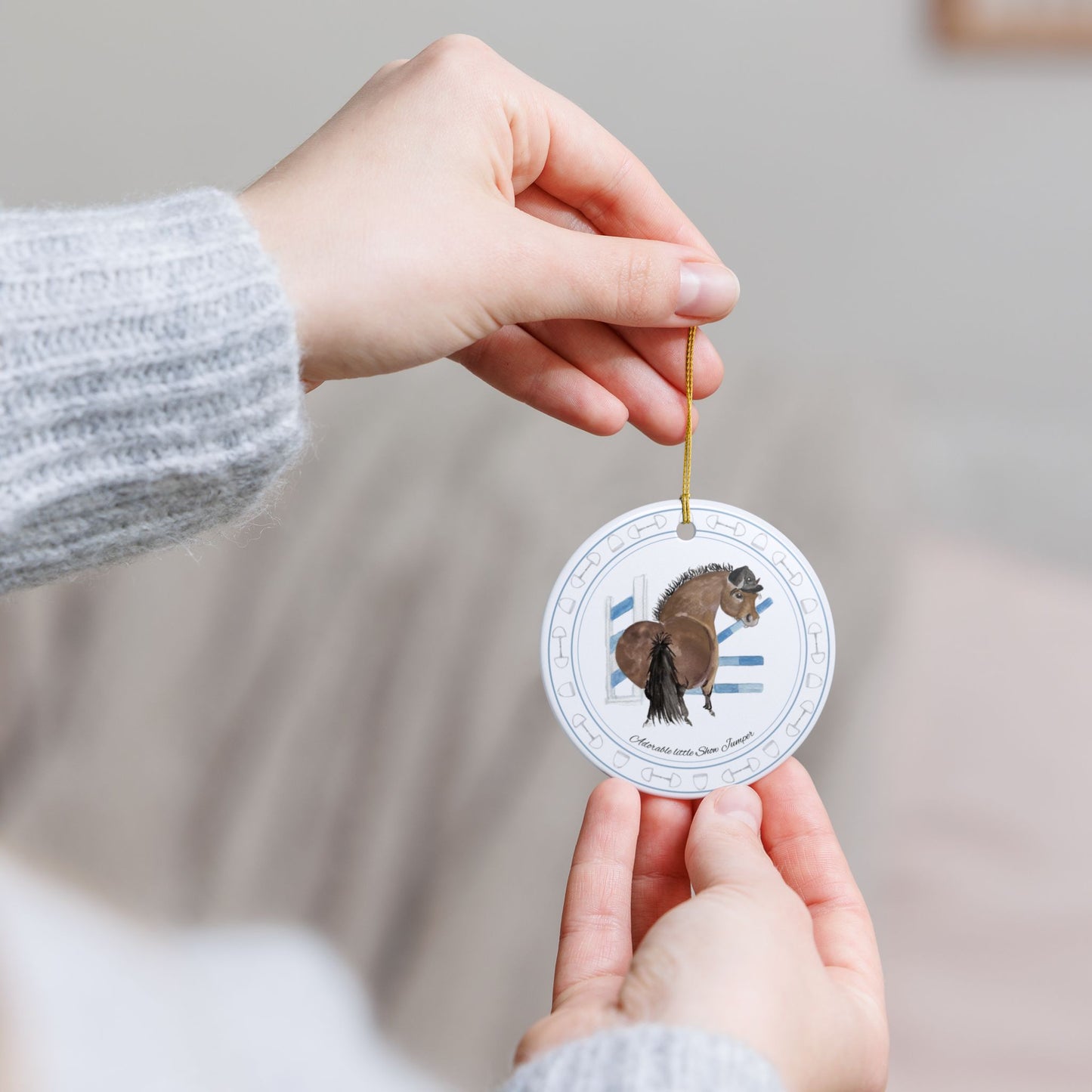 Adorable Show Jumper Ceramic Ornaments, Custom Holiday Decor, 2-Sided Christmas Ornament, Unique Gift, Home Decoration, Keepsake