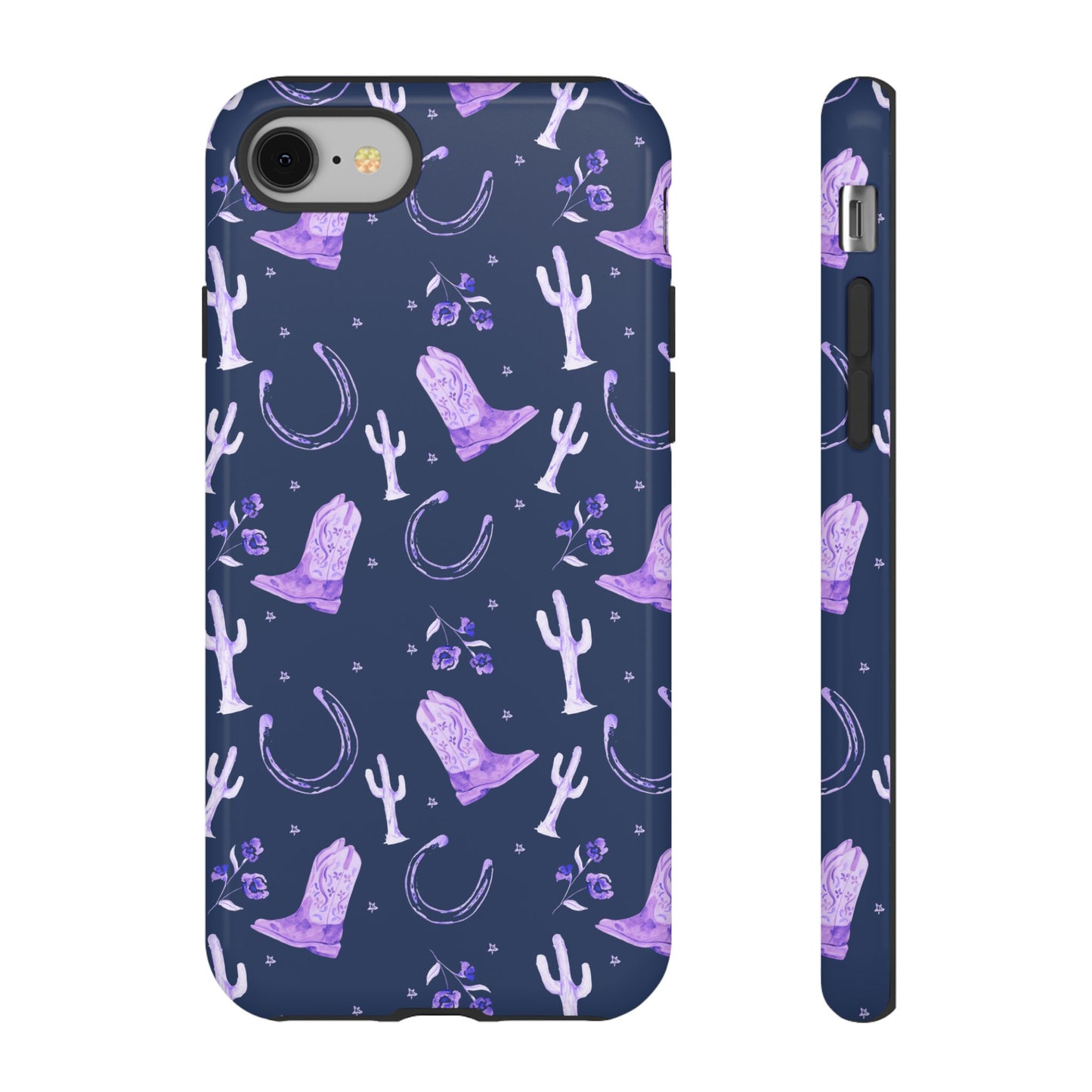 Lucky Boots in Navy and Lavender Tough Phone Case