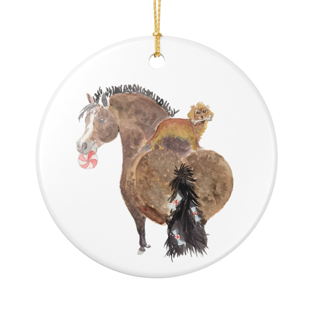 Moonie and Polo Ceramic Ornament — Cute Black Pony Holiday Decoration